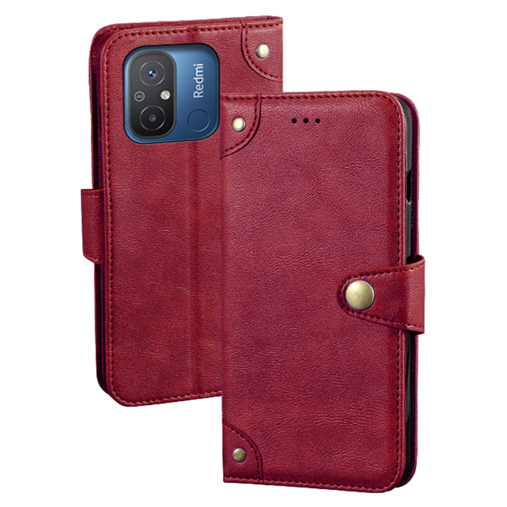 IDEWEI For Xiaomi Redmi 12C 4G Drop-proof Phone Case Fine Texture TPU PU Leather Wallet Stand Anti-scratch Cell Phone Cover