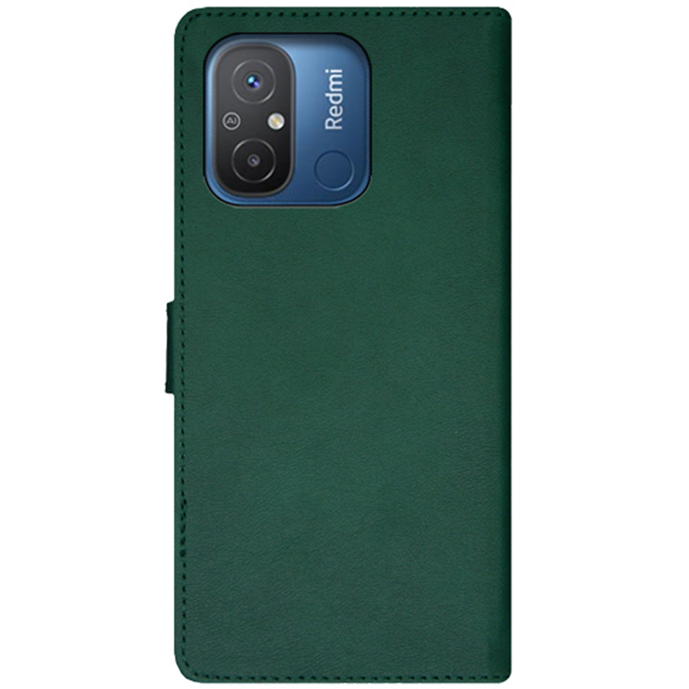 IDEWEI For Xiaomi Redmi 12C 4G Color Splicing Phone Cover with Card Slots Anti-drop PU Leather Magnetic Phone Case with Wrist Strap