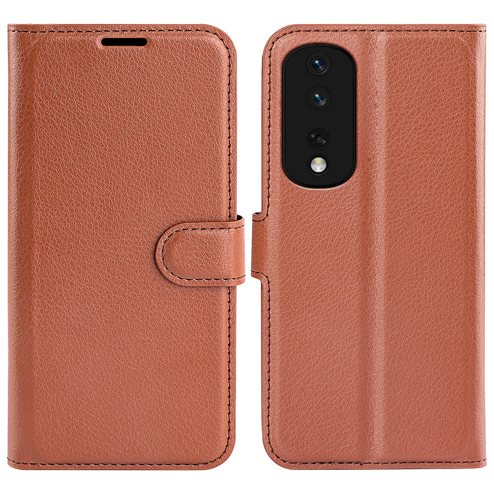Phone Stand Wallet Cover for Honor 80 Pro 5G Fall Protection Litchi Texture PU Leather Phone Flip Case