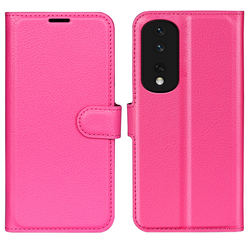 Phone Stand Wallet Cover for Honor 80 Pro 5G Fall Protection Litchi Texture PU Leather Phone Flip Case