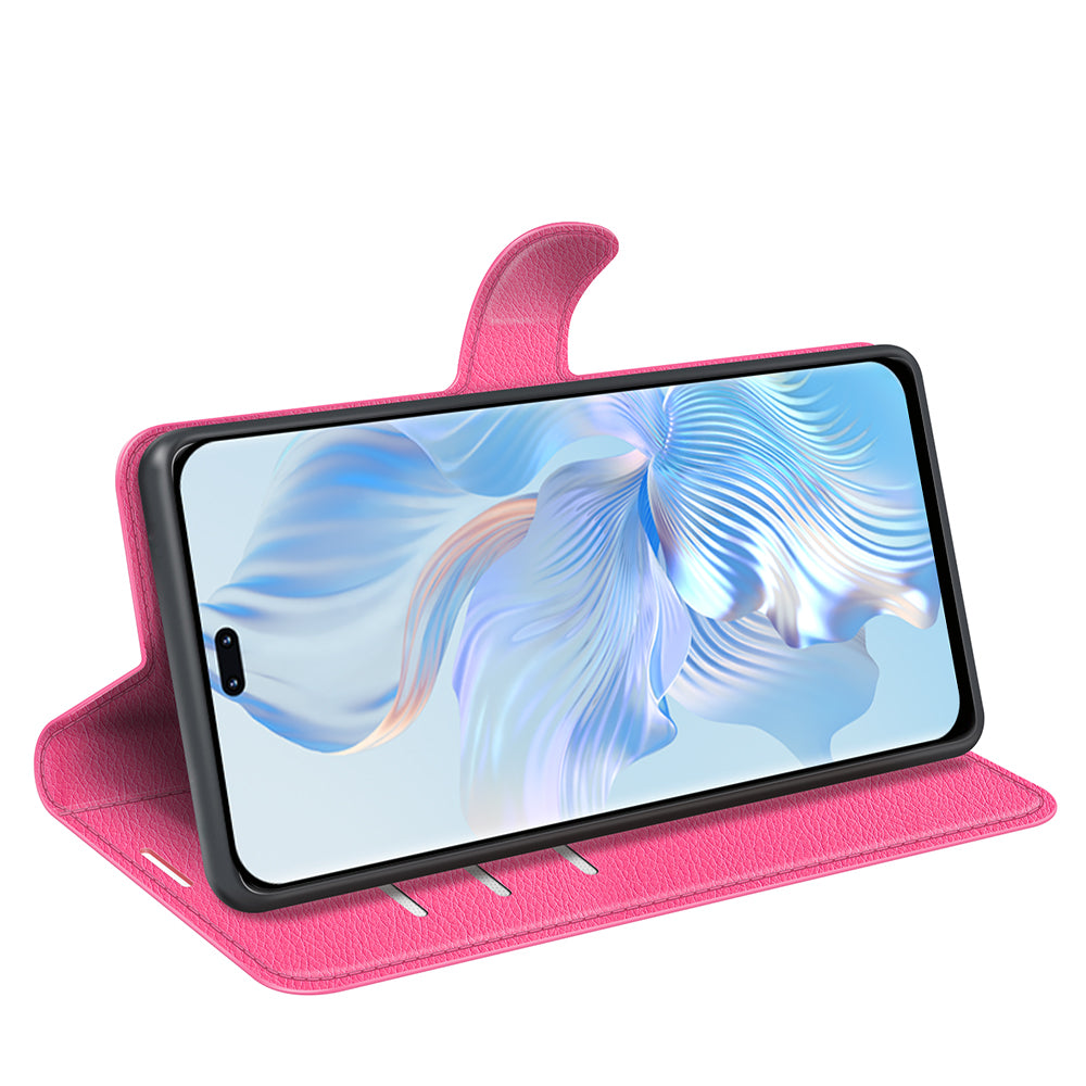Phone Stand Wallet Cover for Honor 80 Pro 5G Fall Protection Litchi Texture PU Leather Phone Flip Case
