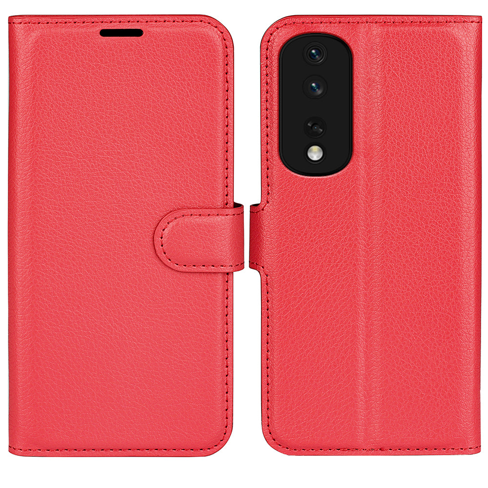 Phone Stand Wallet Cover for Honor 80 Pro 5G Fall Protection Litchi Texture PU Leather Phone Flip Case