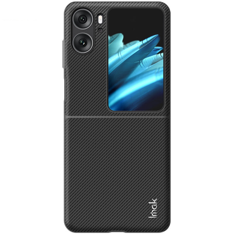 IMAK Ruiyi Series for Oppo Find N2 Flip 5G Protective Phone Case Carbon Fiber Texture PU Leather Coated PC Anti-scratch Mobile Phone Cover