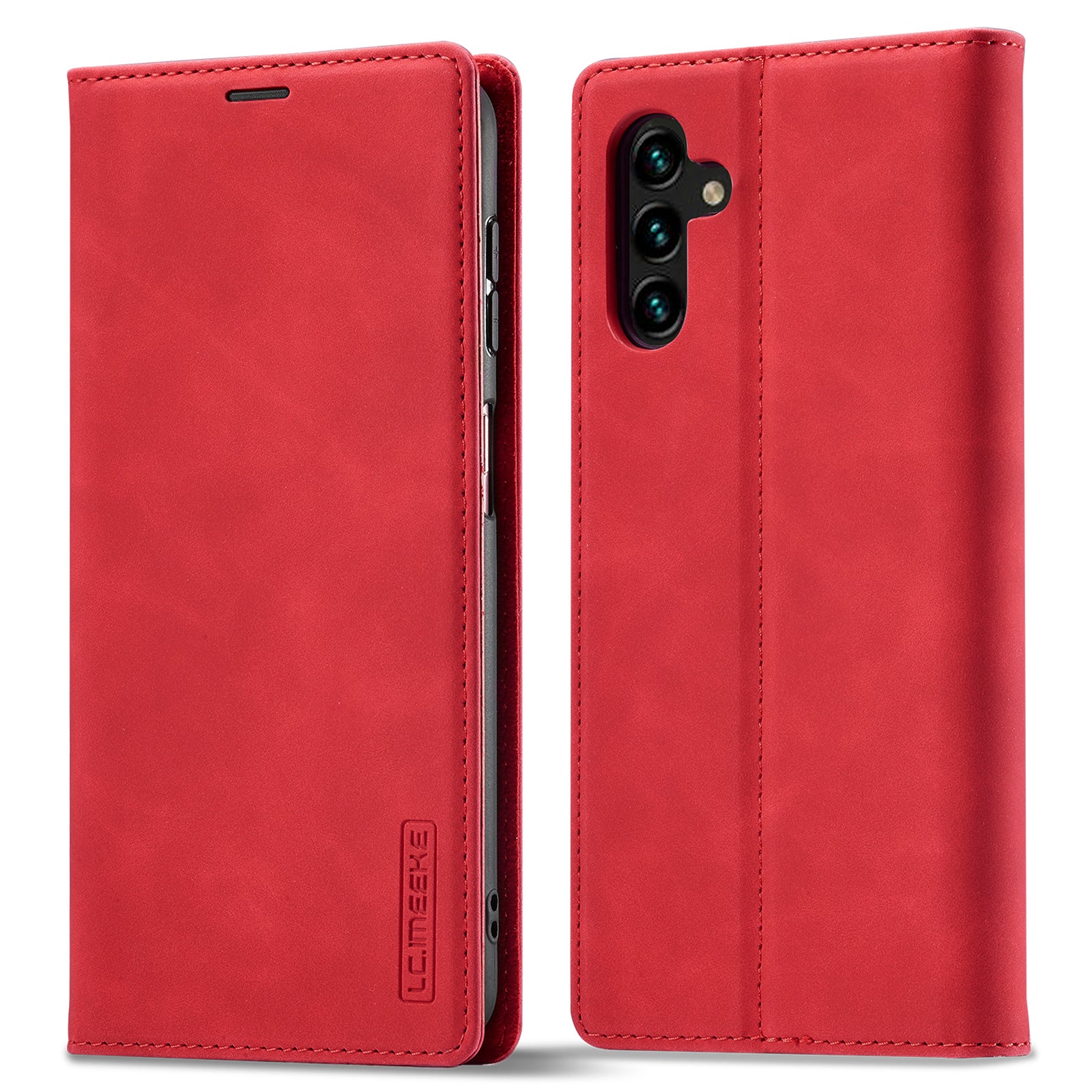 LC.IMEEKE For Samsung Galaxy A34 5G Protective Cell Phone Cover PU Leather Flip Folio Wallet Stand Magnetic Absorption Phone Case