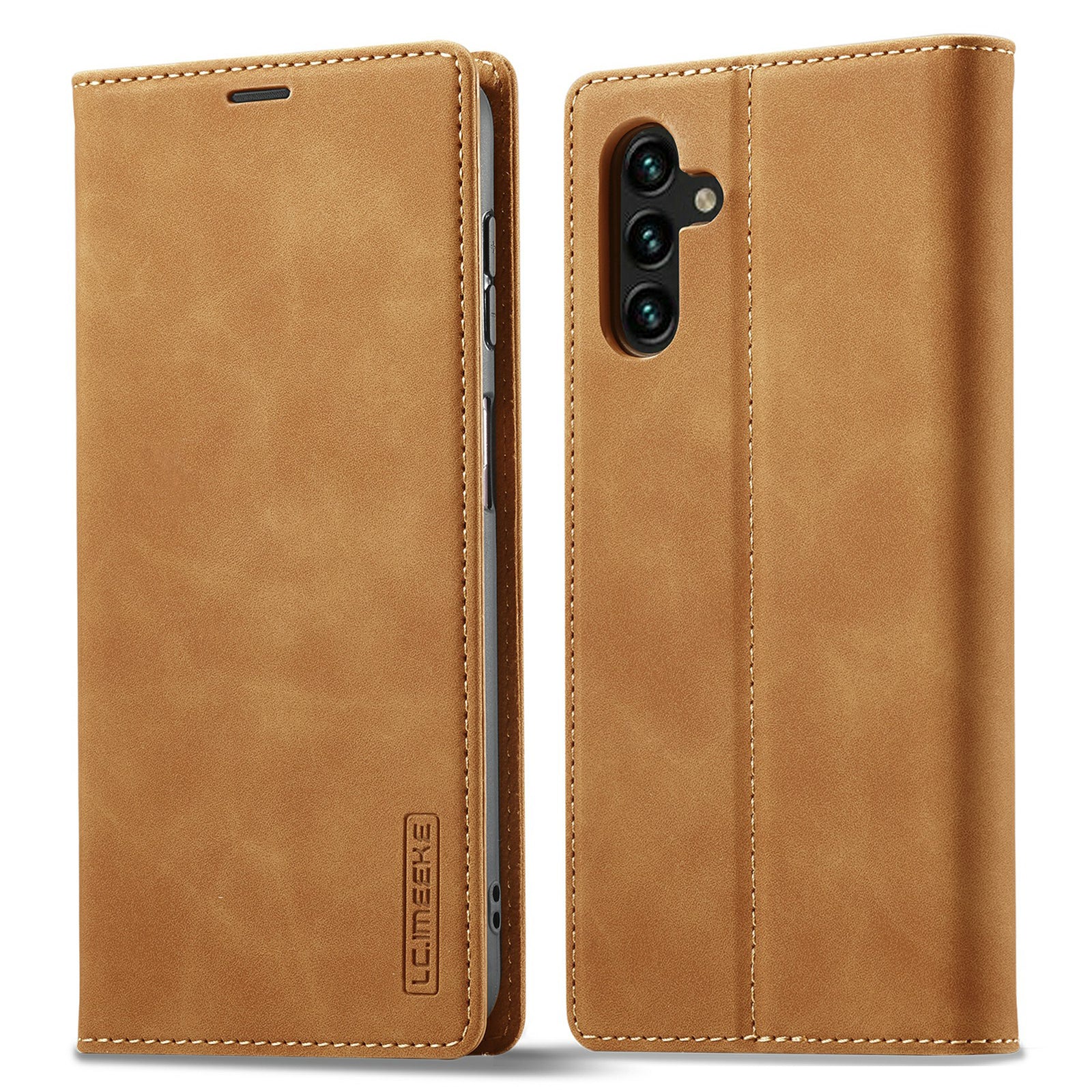 LC.IMEEKE For Samsung Galaxy A34 5G Protective Cell Phone Cover PU Leather Flip Folio Wallet Stand Magnetic Absorption Phone Case