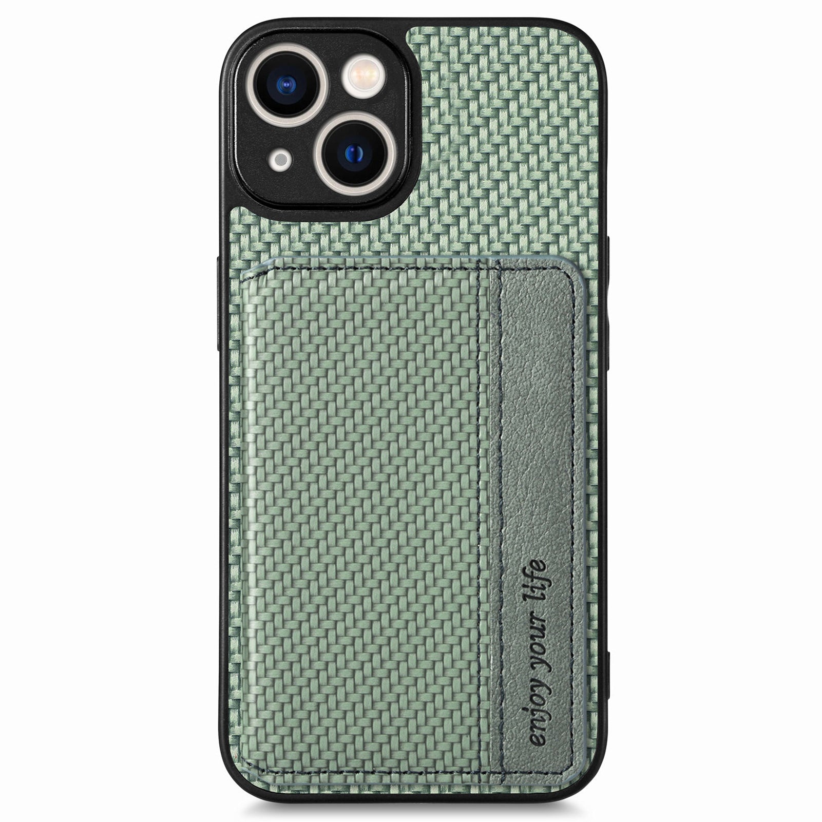 For iPhone 14 Anti-collision Carbon Fiber Texture RFID Blocking Phone Case Wallet Kickstand PU Leather Coated PC TPU Magnetic Cover