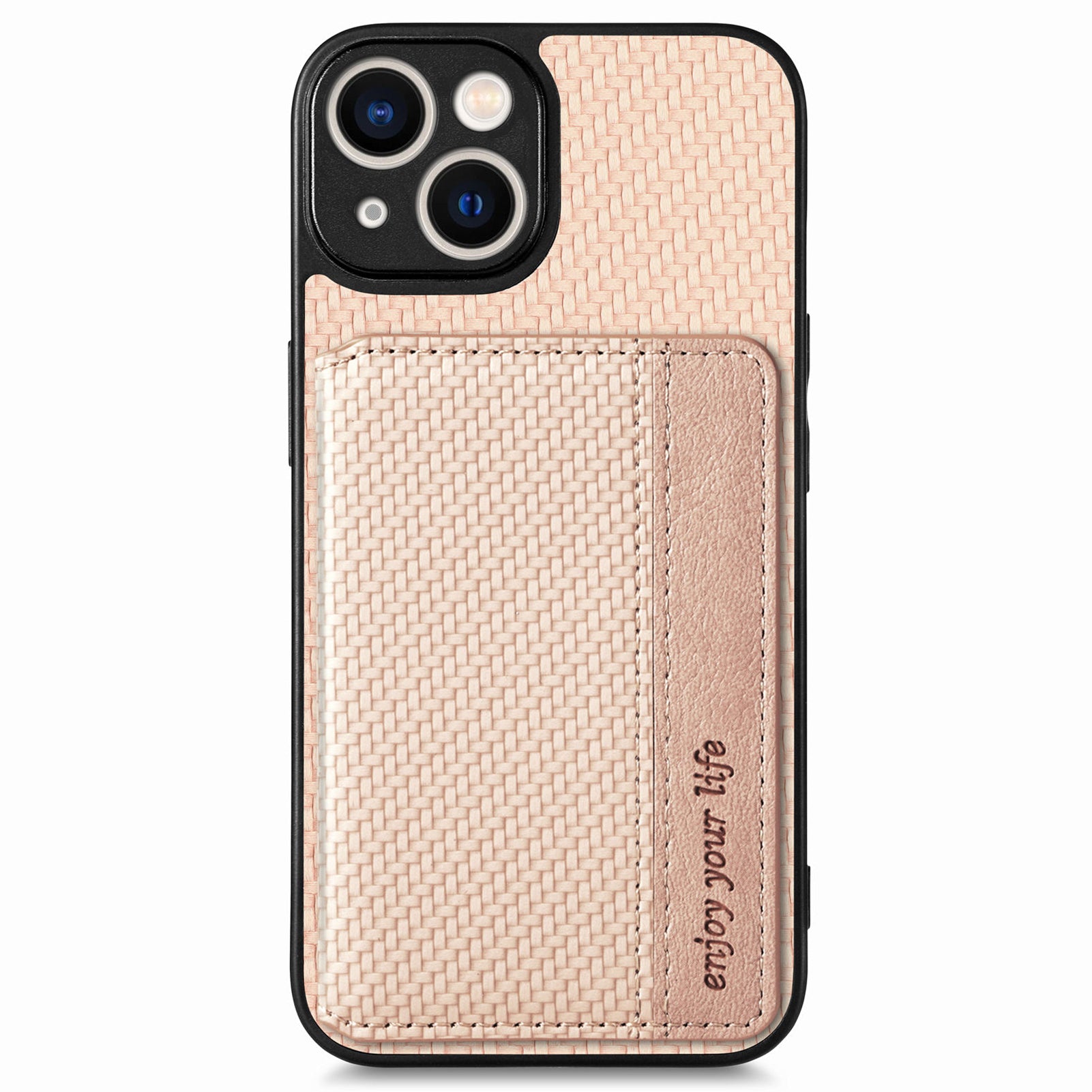 For iPhone 14 Anti-collision Carbon Fiber Texture RFID Blocking Phone Case Wallet Kickstand PU Leather Coated PC TPU Magnetic Cover
