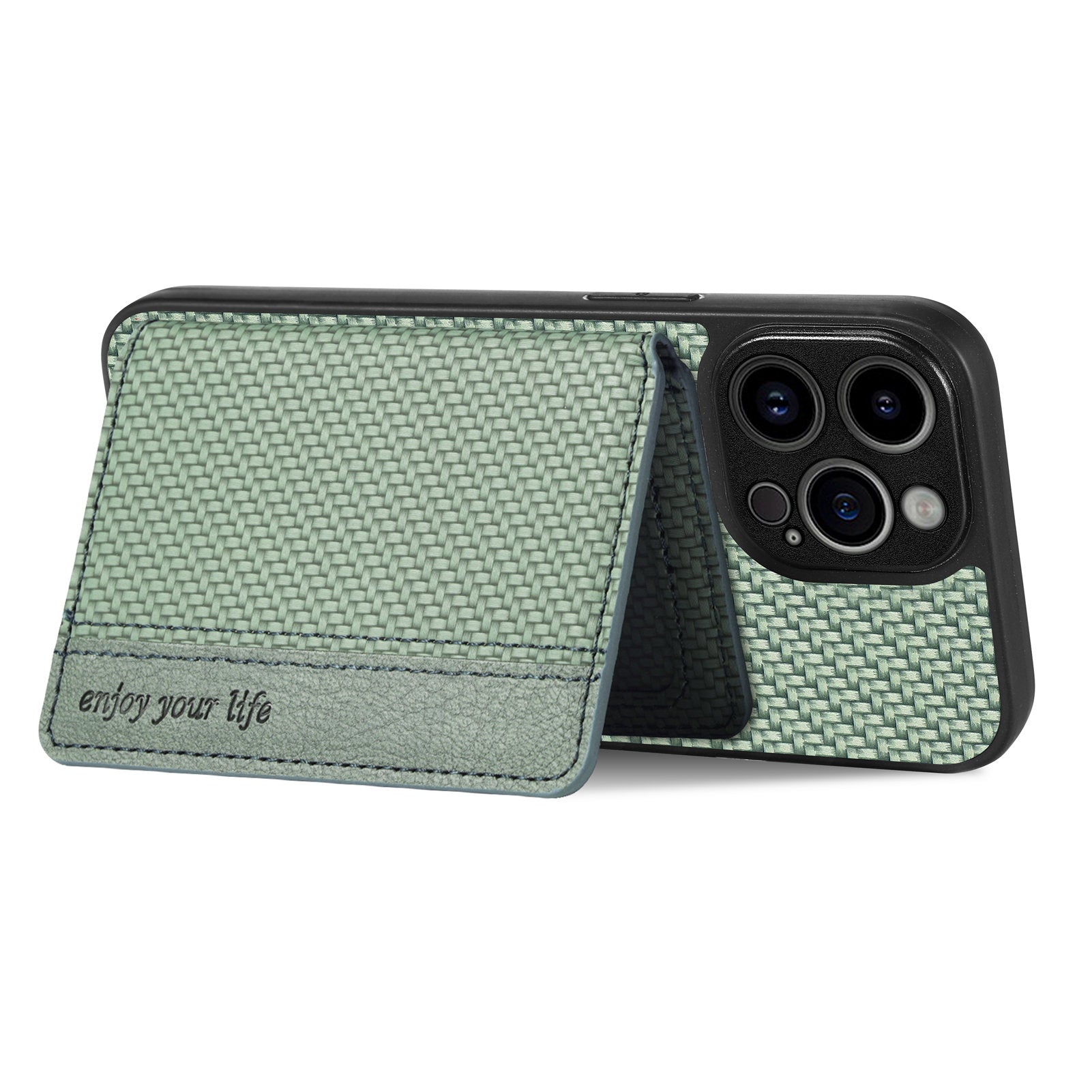 For iPhone 14 Pro Max Carbon Fiber Texture RFID Blocking Phone Case Wallet Kickstand Anti-fall PU Leather Coated PC TPU Magnetic Cover