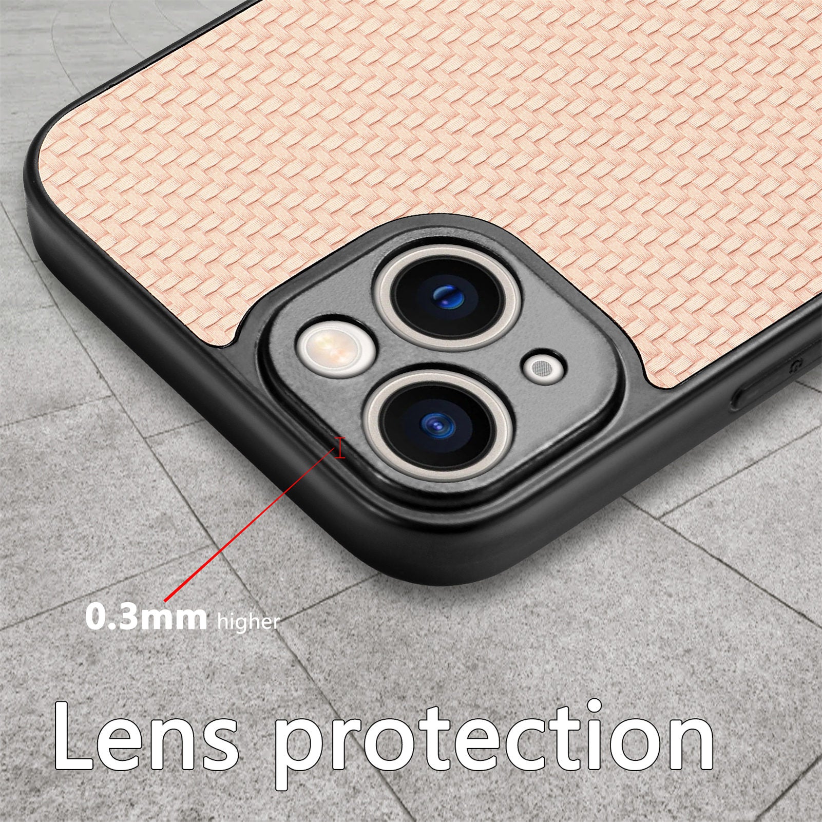 For iPhone 14 Plus Carbon Fiber Texture PU Leather Coated PC TPU Protective Case Anti-scratch Cell Phone Cover