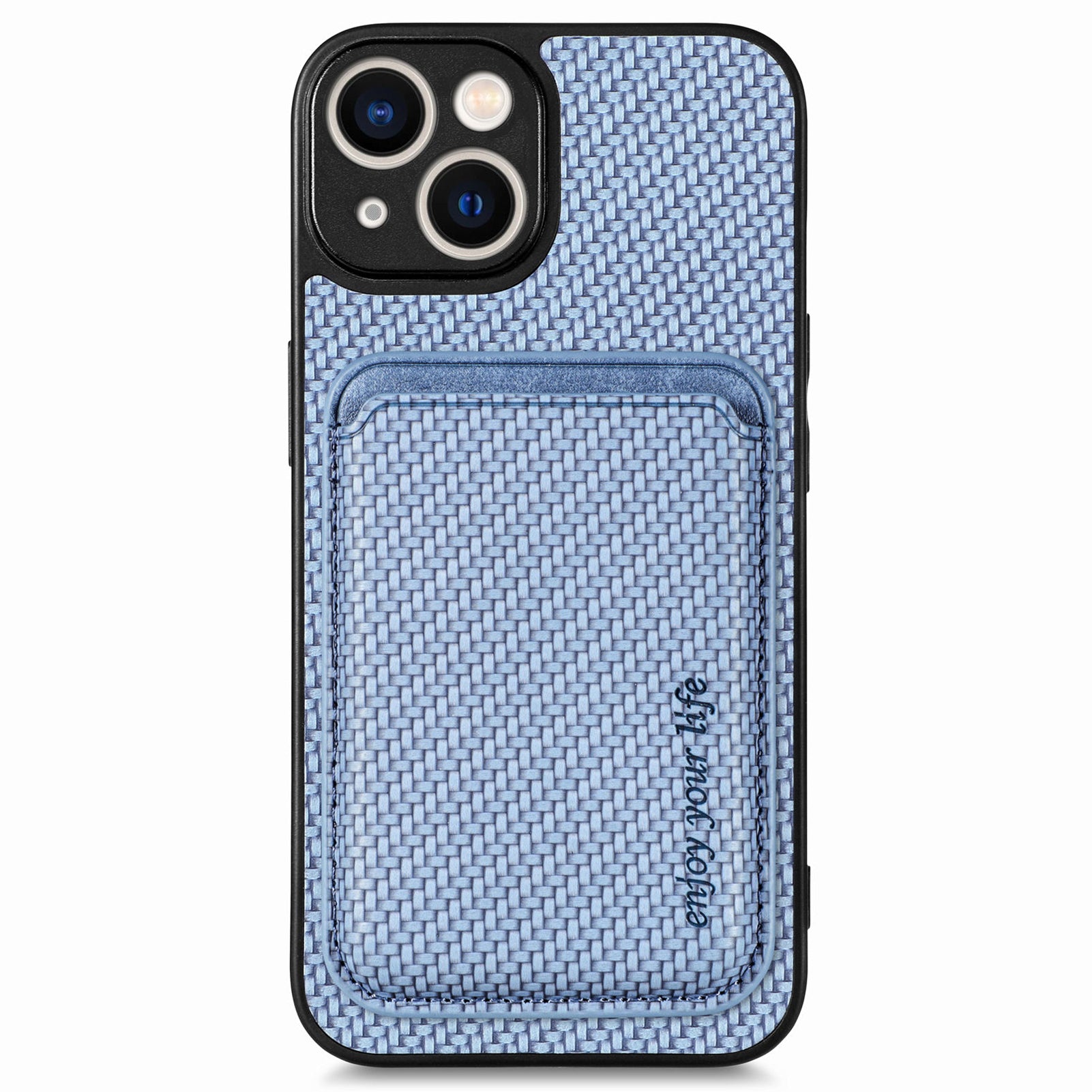 For iPhone 14 Plus Detachable 2-in-1 Magnetic Card Holder Phone Case Carbon Fiber Texture PU Leather TPU PC Shockproof Protective Cover