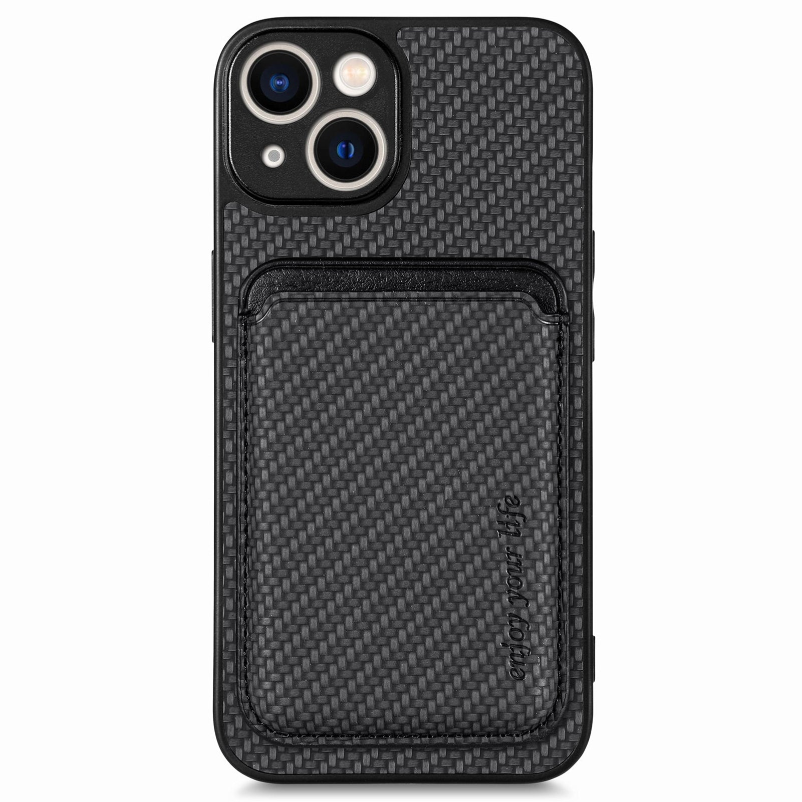 For iPhone 14 Detachable 2-in-1 Magnetic Card Holder Phone Case Carbon Fiber Texture PU Leather TPU PC Anti-drop Protective Cover