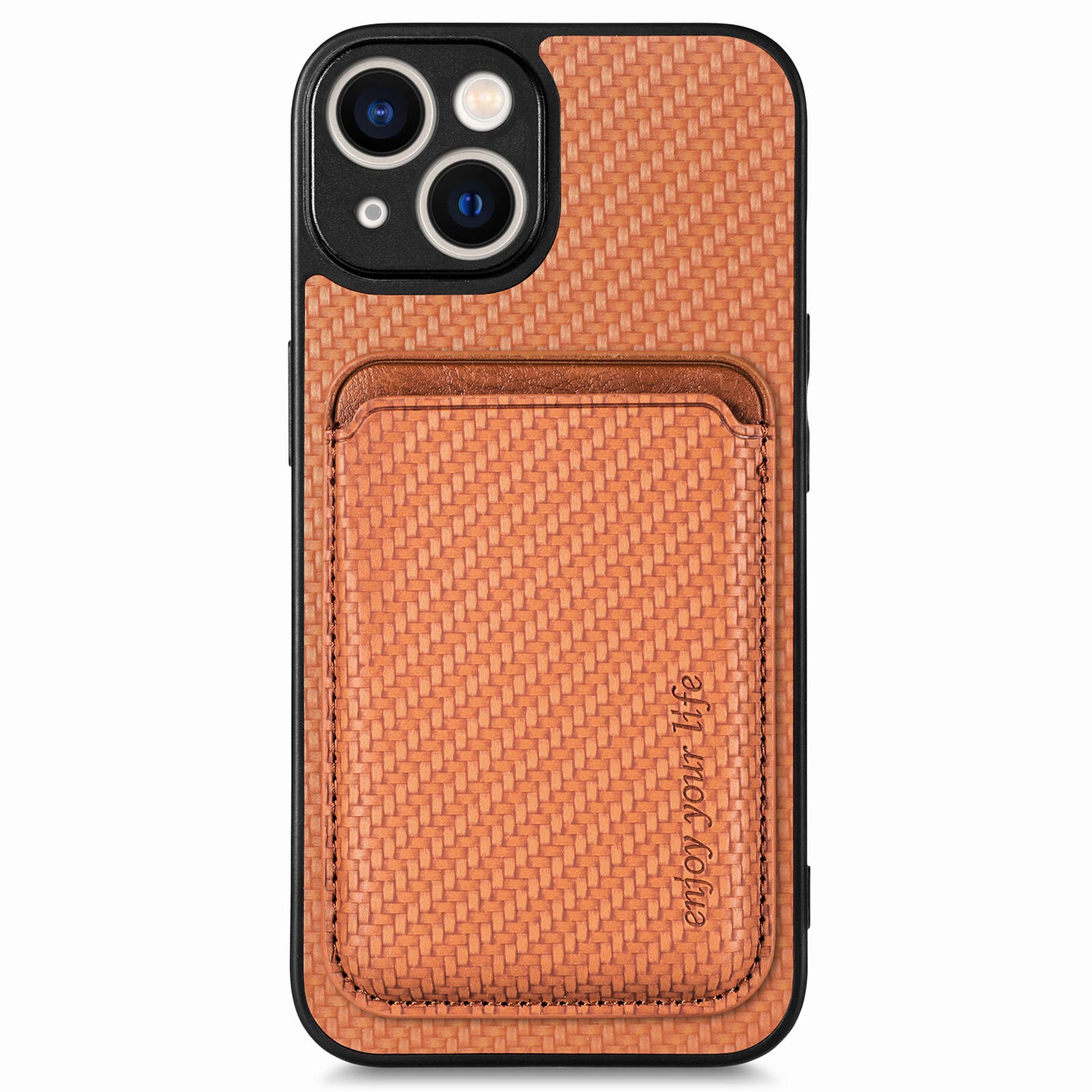 For iPhone 14 Detachable 2-in-1 Magnetic Card Holder Phone Case Carbon Fiber Texture PU Leather TPU PC Anti-drop Protective Cover