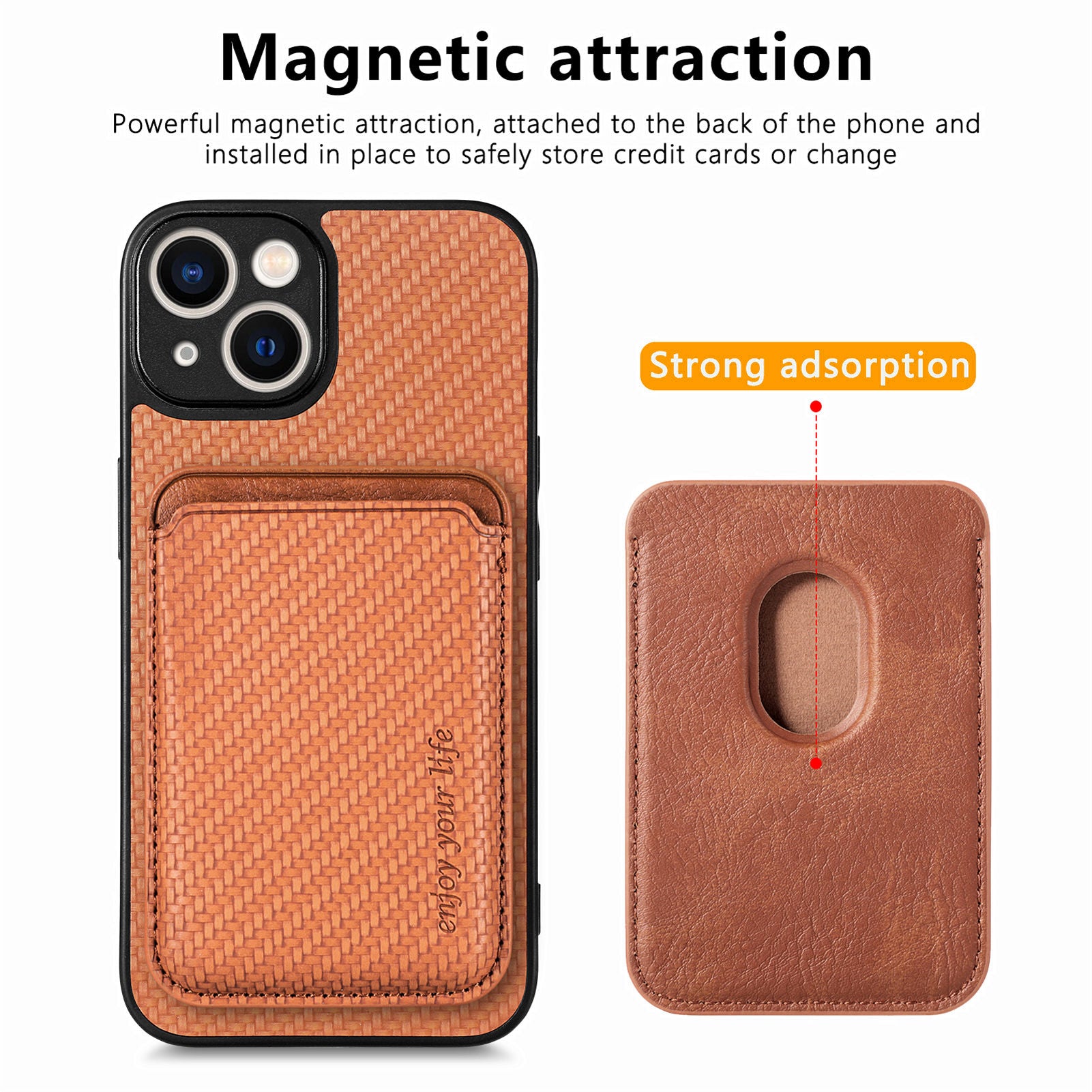 For iPhone 14 Detachable 2-in-1 Magnetic Card Holder Phone Case Carbon Fiber Texture PU Leather TPU PC Anti-drop Protective Cover