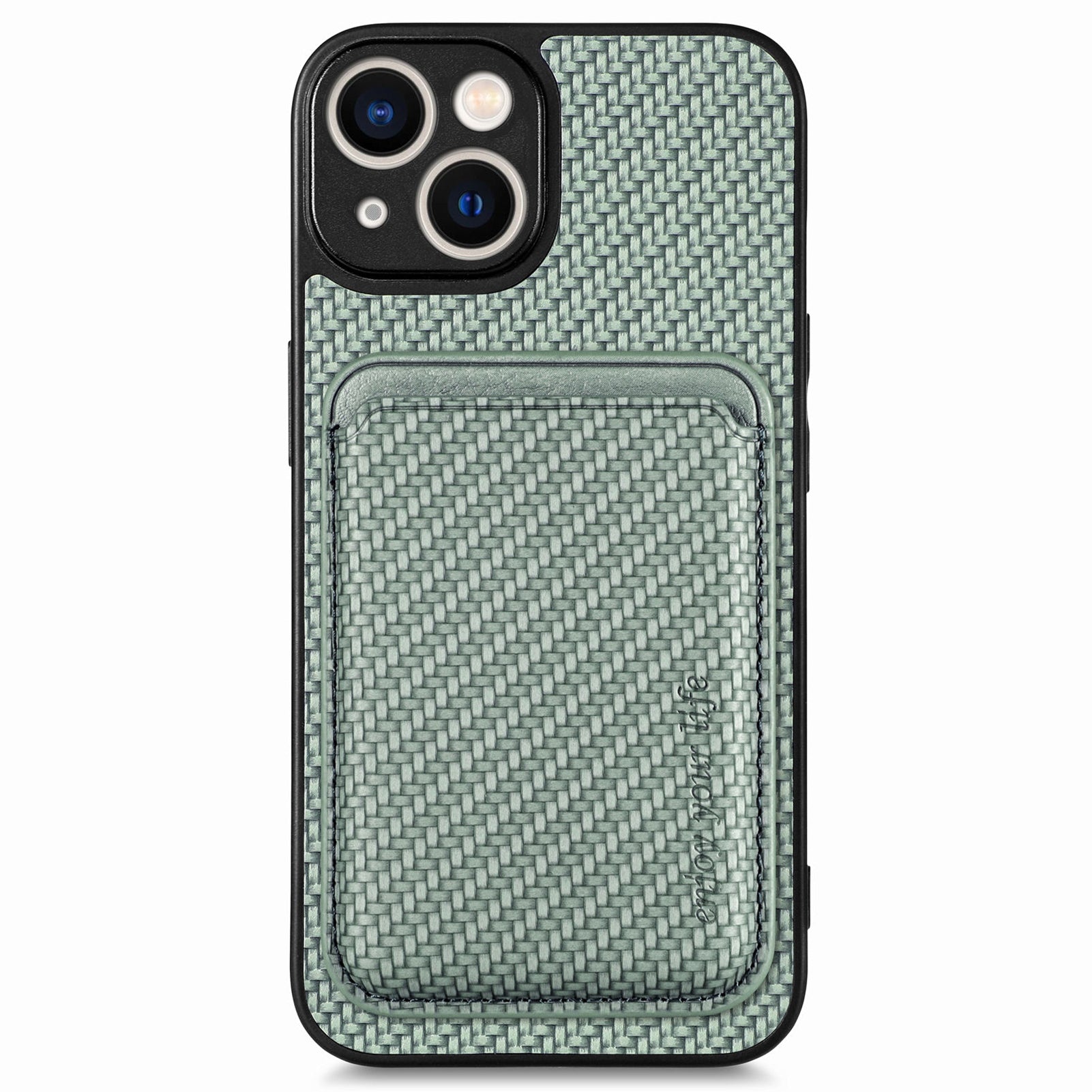 For iPhone 14 Detachable 2-in-1 Magnetic Card Holder Phone Case Carbon Fiber Texture PU Leather TPU PC Anti-drop Protective Cover