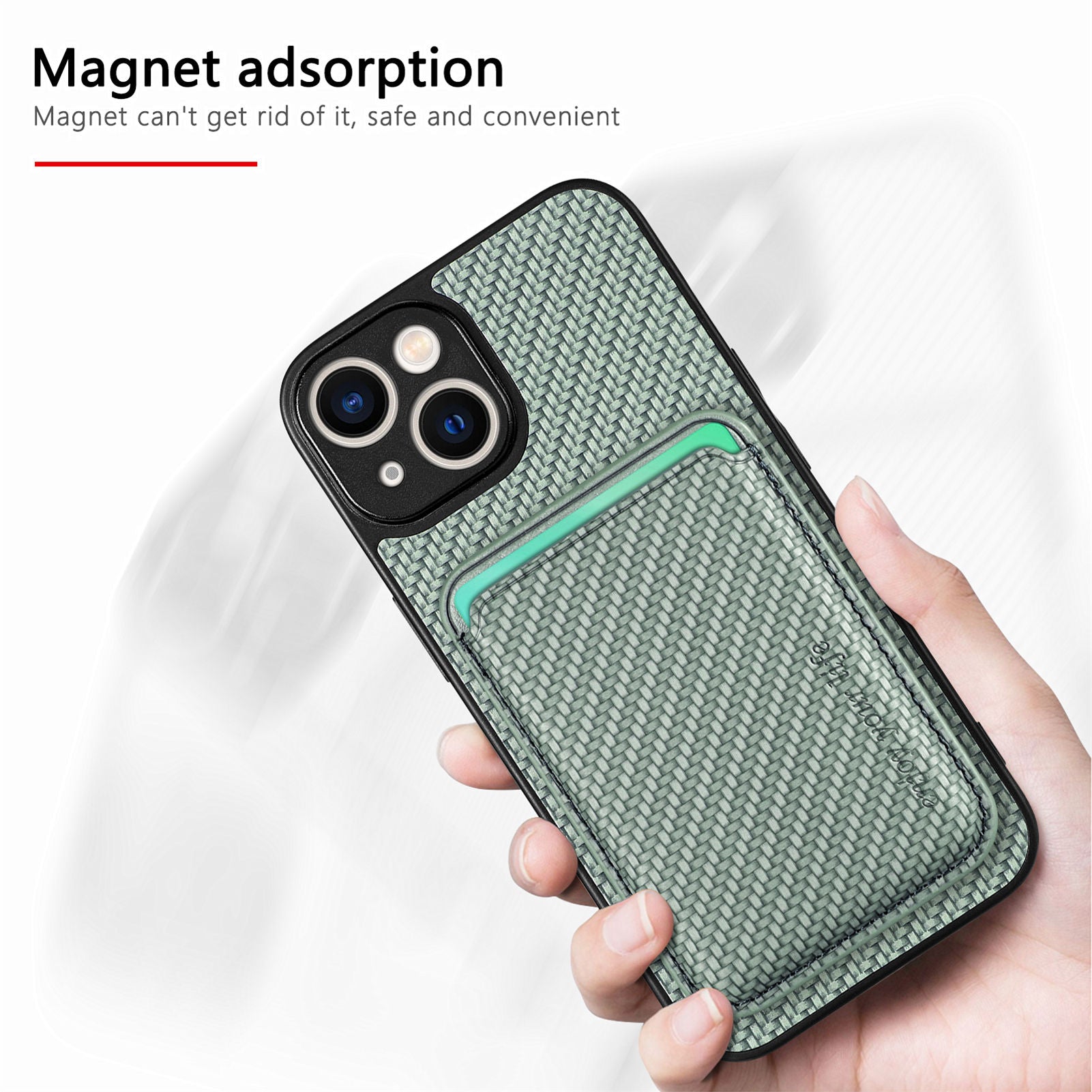 For iPhone 14 Detachable 2-in-1 Magnetic Card Holder Phone Case Carbon Fiber Texture PU Leather TPU PC Anti-drop Protective Cover