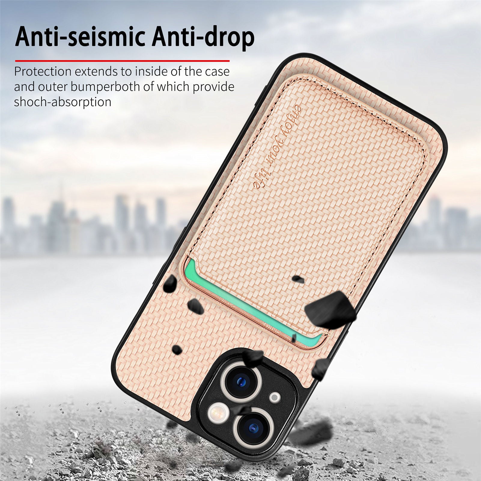 For iPhone 14 Detachable 2-in-1 Magnetic Card Holder Phone Case Carbon Fiber Texture PU Leather TPU PC Anti-drop Protective Cover