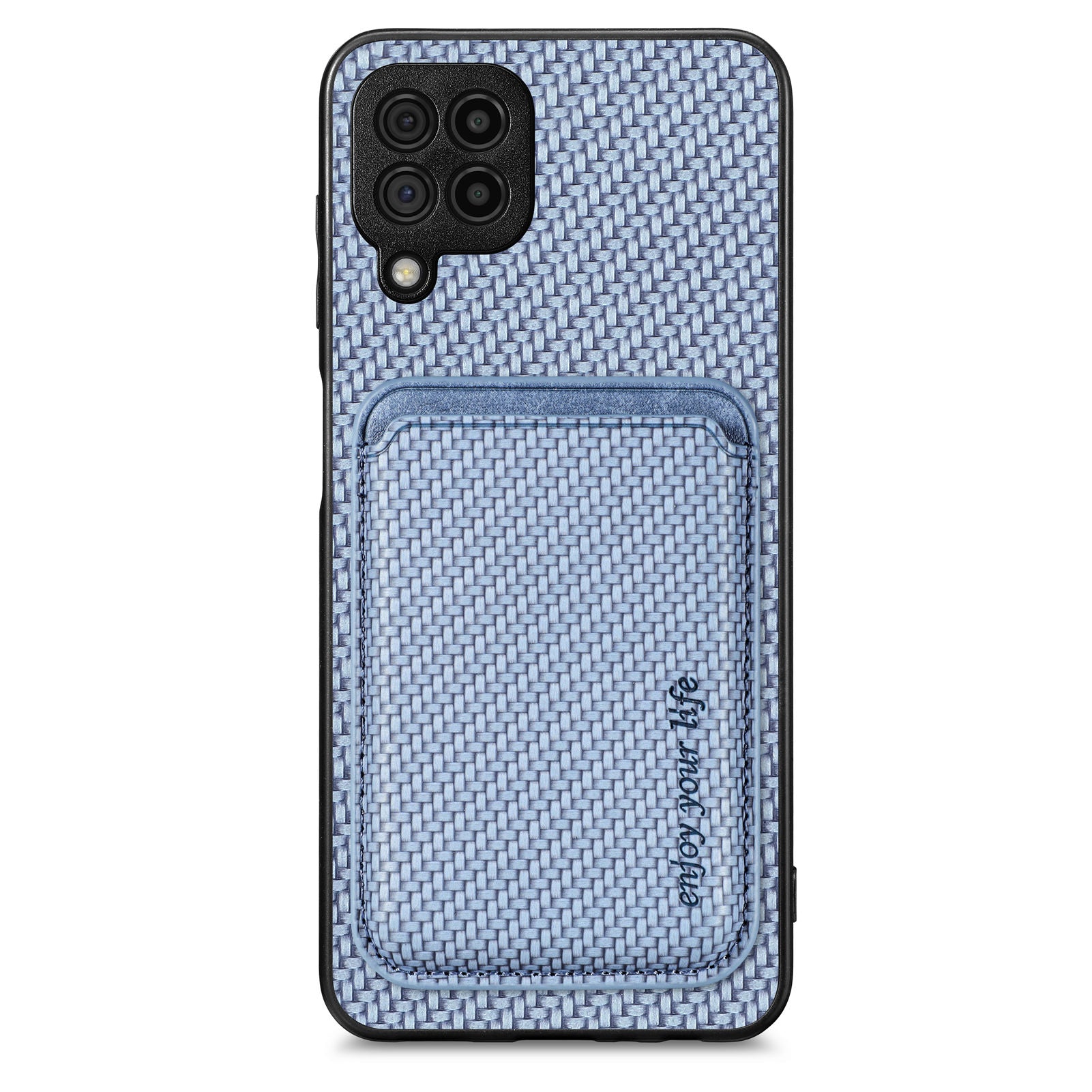 For Samsung Galaxy A22 4G (EU Version) M32 (Global Version) 4G Anti-collision Detachable 2-in-1 Magnetic Card Holder Phone Case Carbon Fiber Texture PU Leather TPU PC Protective Cover