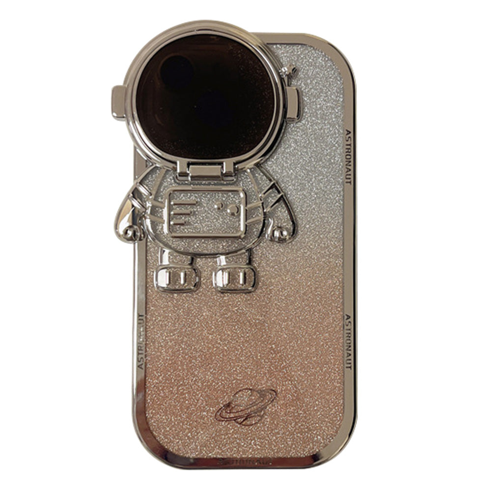 Shockproof Case for iPhone 13 6.1 inch Spaceman Glitter Design Electroplating Case Anti-Drop TPU Phone Shell with Lens Cover - Purple