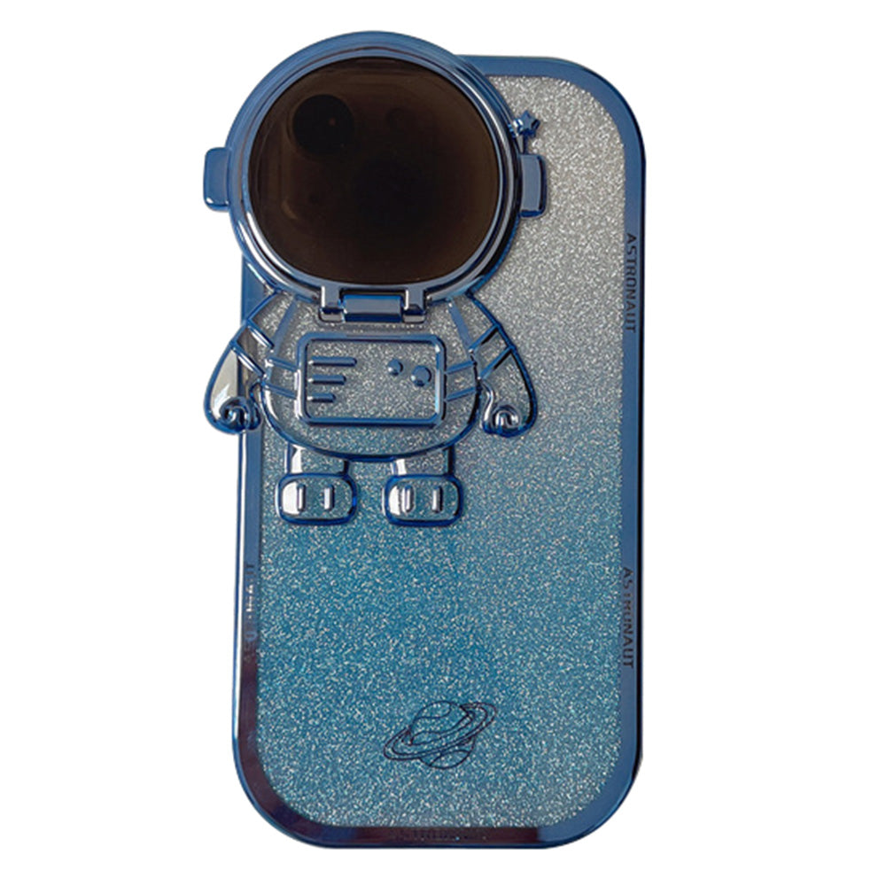 Shockproof Case for iPhone 13 6.1 inch Spaceman Glitter Design Electroplating Case Anti-Drop TPU Phone Shell with Lens Cover