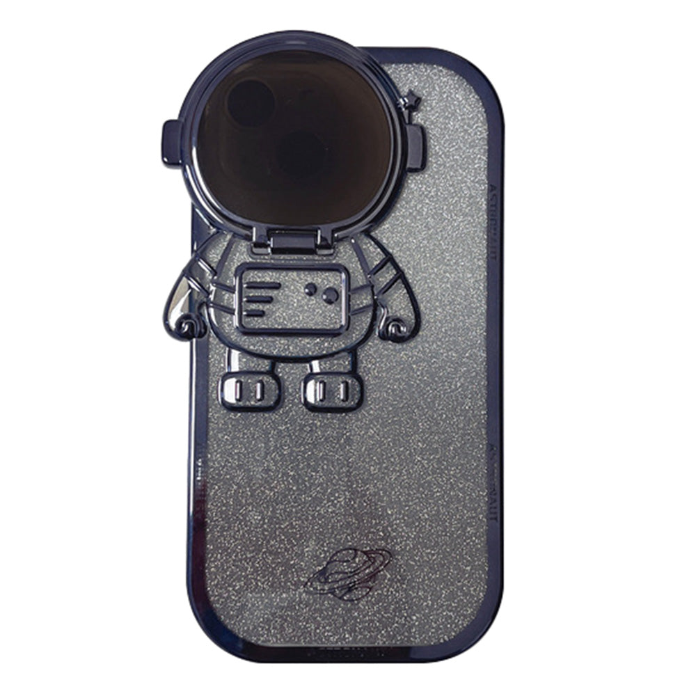 Shockproof Case for iPhone 13 6.1 inch Spaceman Glitter Design Electroplating Case Anti-Drop TPU Phone Shell with Lens Cover - Purple
