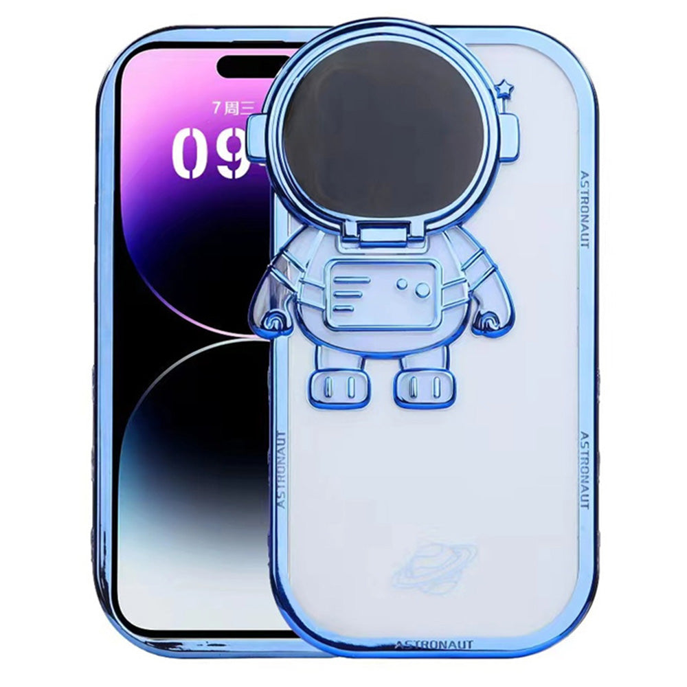 For iPhone 14 Pro Anti-Scratch Shockproof Case Spaceman Design TPU Phone Case with Camera Lens Cover - Purple