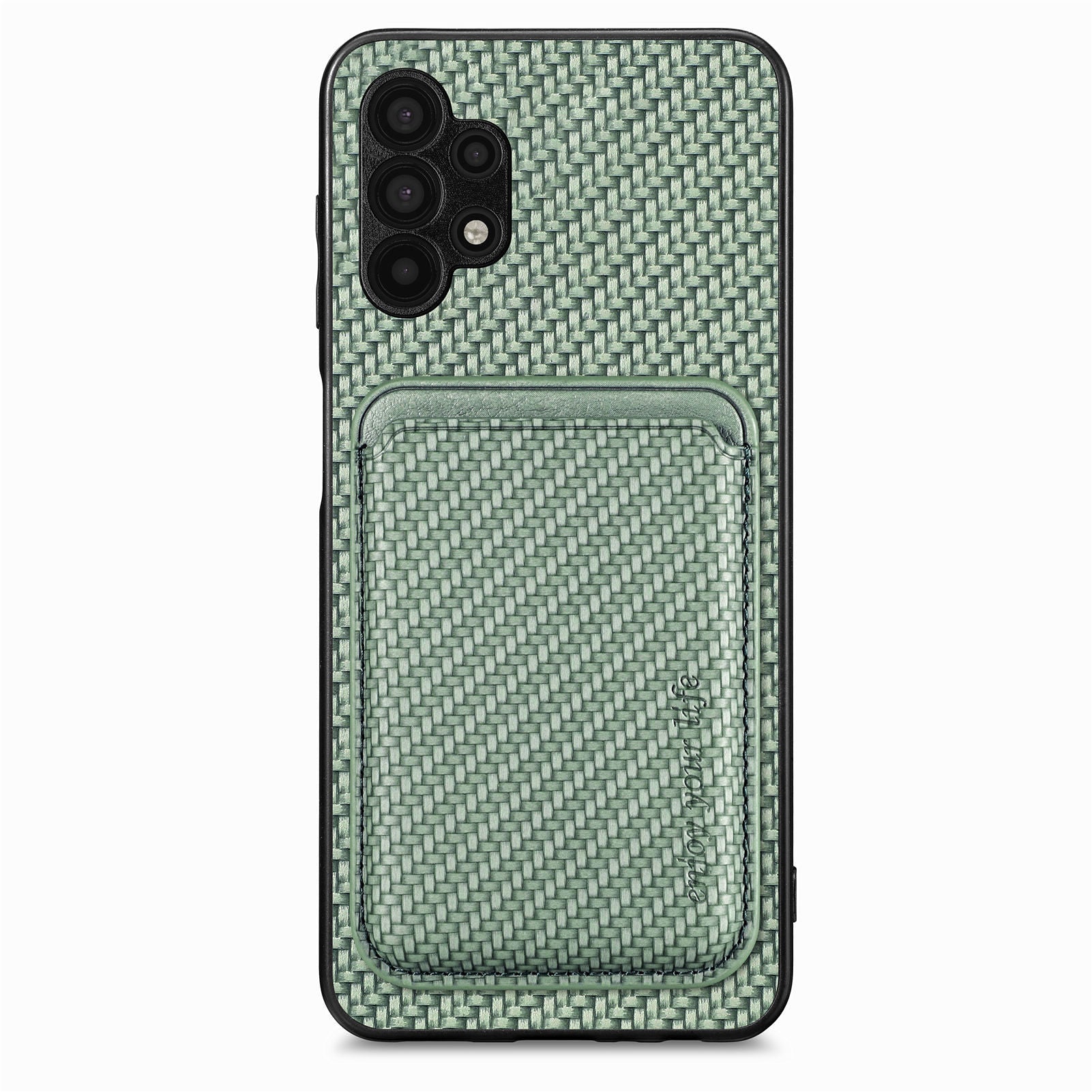 For Samsung Galaxy A32 5G / M32 5G Well-protected Detachable 2-in-1 Magnetic Card Holder Phone Case Carbon Fiber Texture PU Leather TPU PC Protective Cover