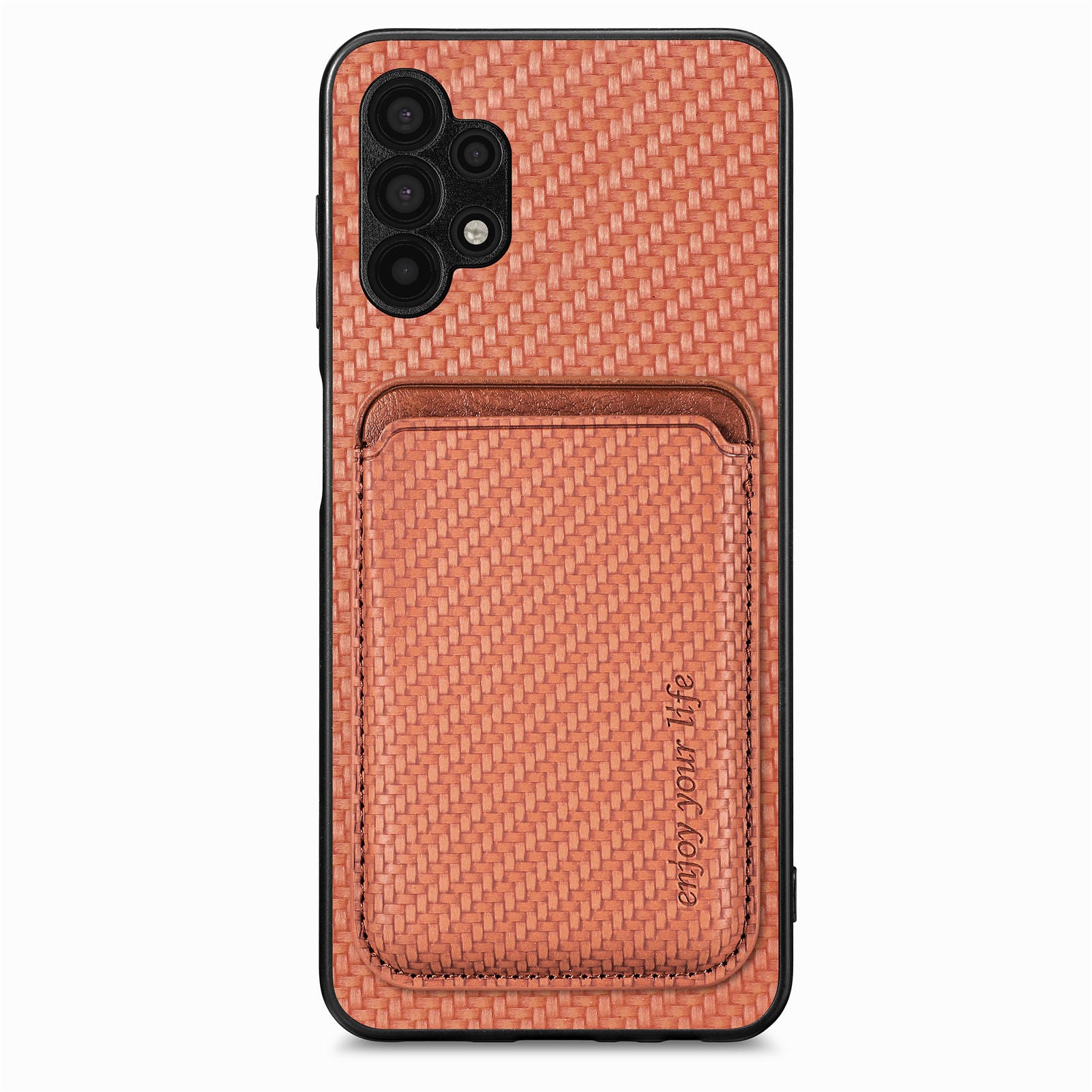 For Samsung Galaxy A32 5G / M32 5G Well-protected Detachable 2-in-1 Magnetic Card Holder Phone Case Carbon Fiber Texture PU Leather TPU PC Protective Cover