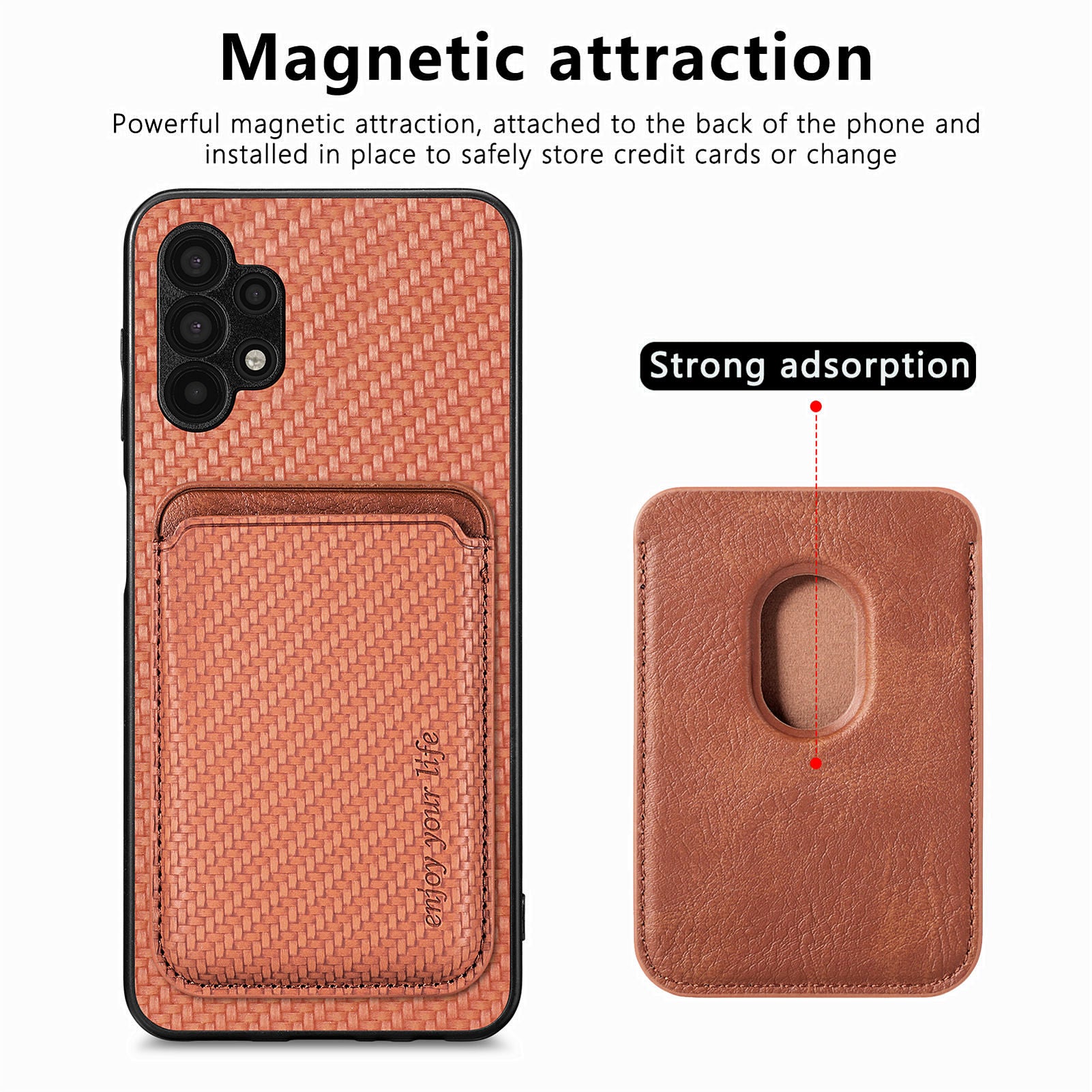 For Samsung Galaxy A32 5G / M32 5G Well-protected Detachable 2-in-1 Magnetic Card Holder Phone Case Carbon Fiber Texture PU Leather TPU PC Protective Cover