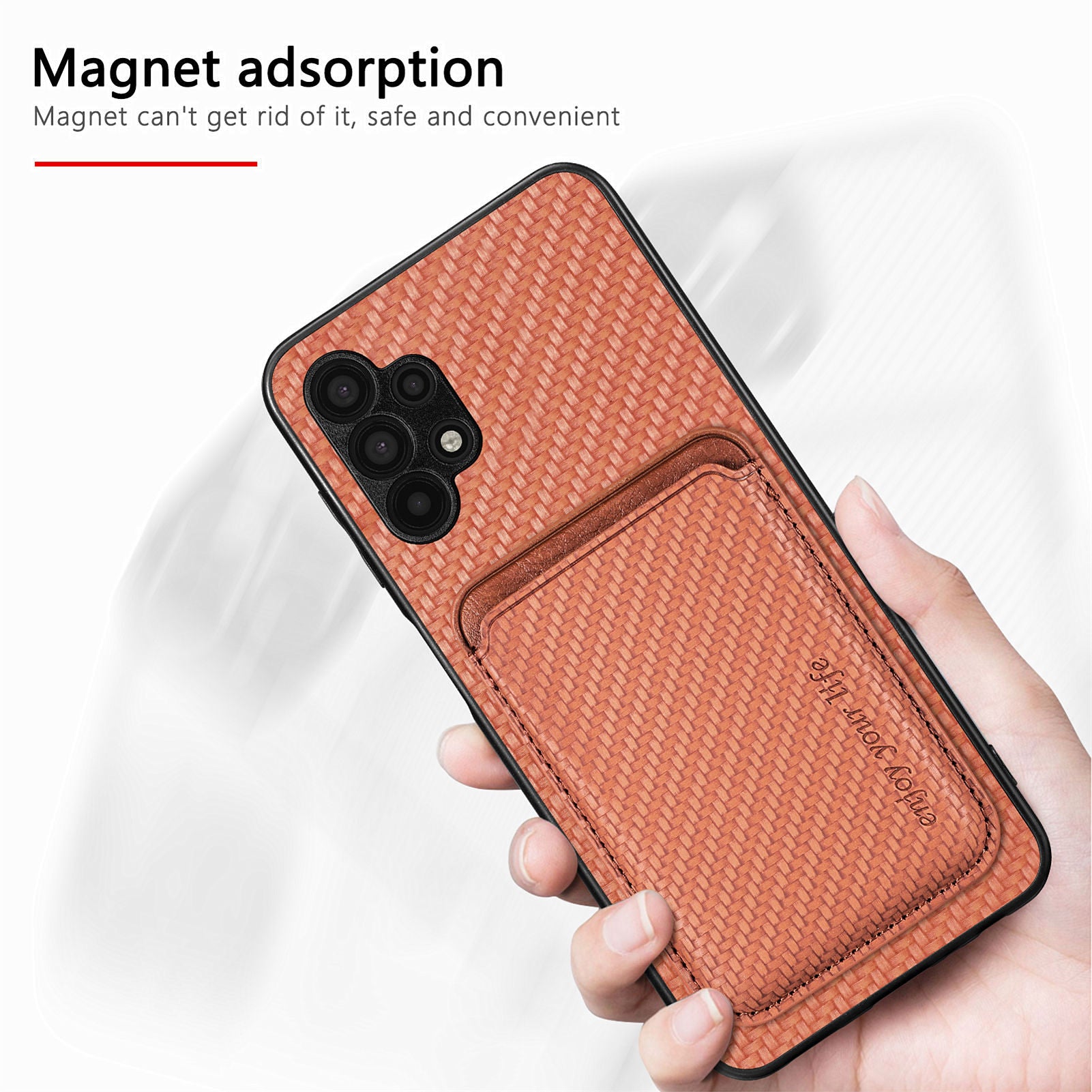For Samsung Galaxy A32 5G M32 5G Well-protected Detachable 2-in-1 Magnetic Card Holder Phone Case Carbon Fiber Texture PU Leather TPU PC Protective Cover
