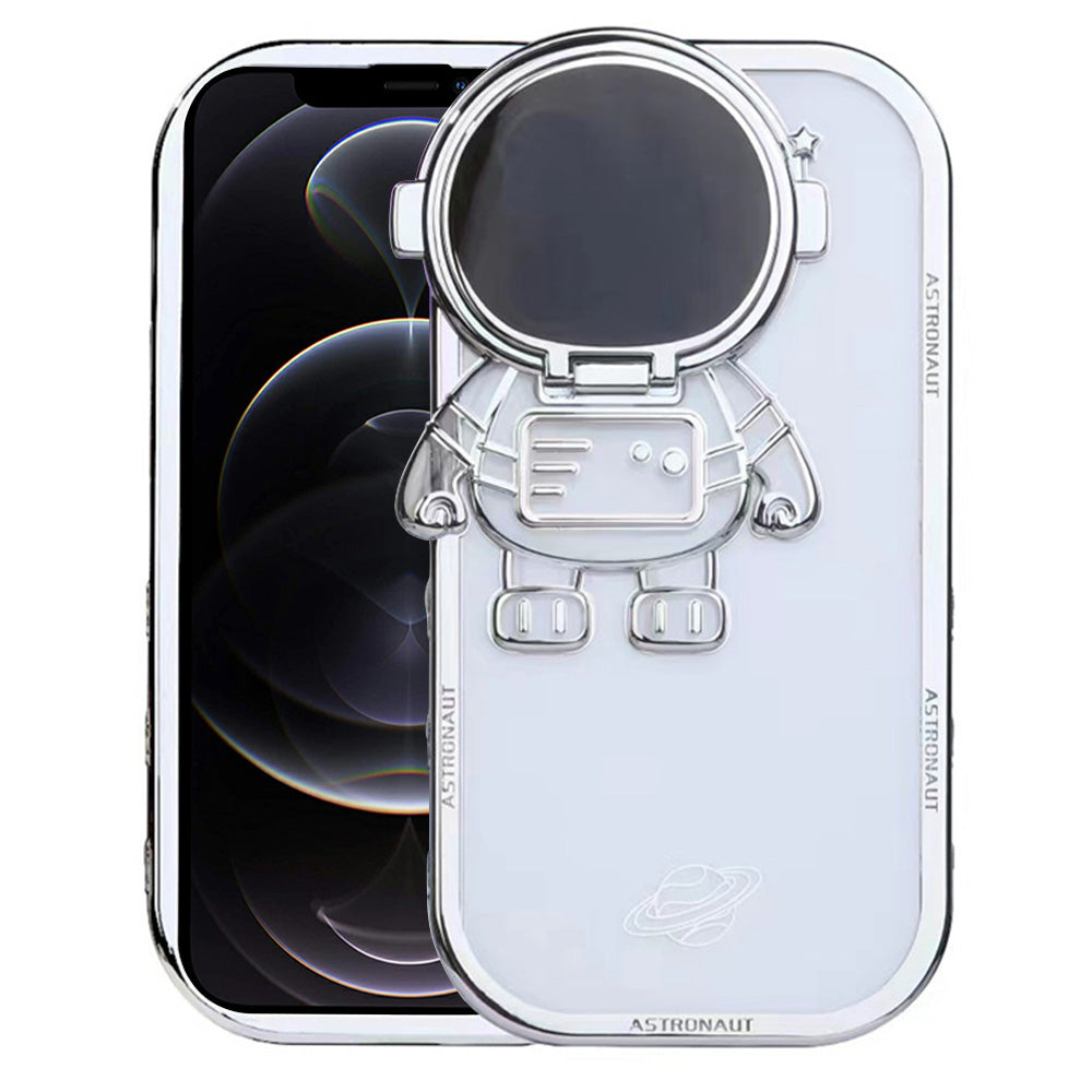 Shockproof Case for iPhone 12 Pro 6.1 inch Anti-Drop Spaceman Design TPU Phone Case with Camera Lens Cover - Purple