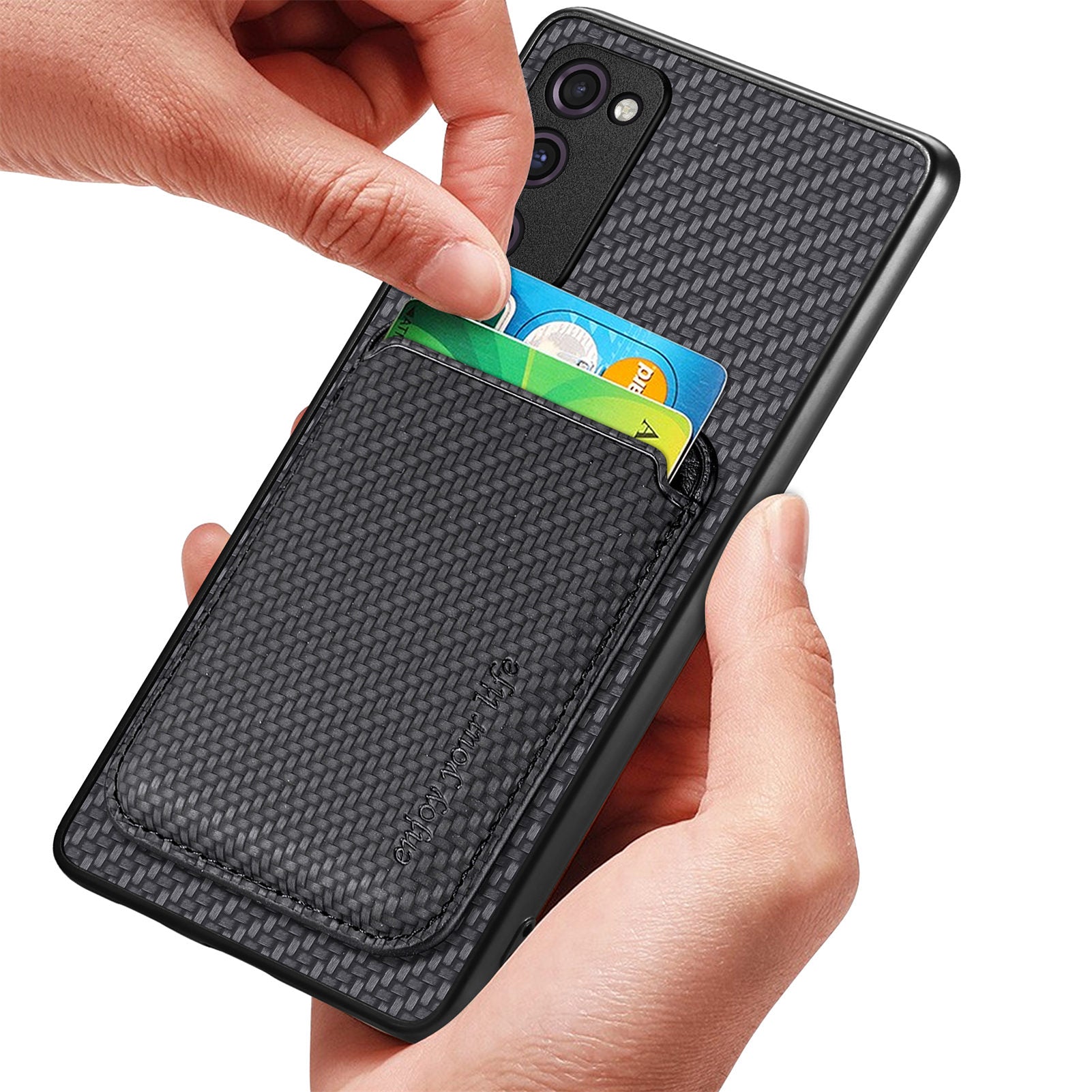For Samsung Galaxy S20 FE 4G FE 5G S20 Lite S20 FE 2022 Carbon Fiber Texture Shell Detachable 2-in-1 Magnetic Card Holder Phone Case PU Leather TPU PC Protective Cover