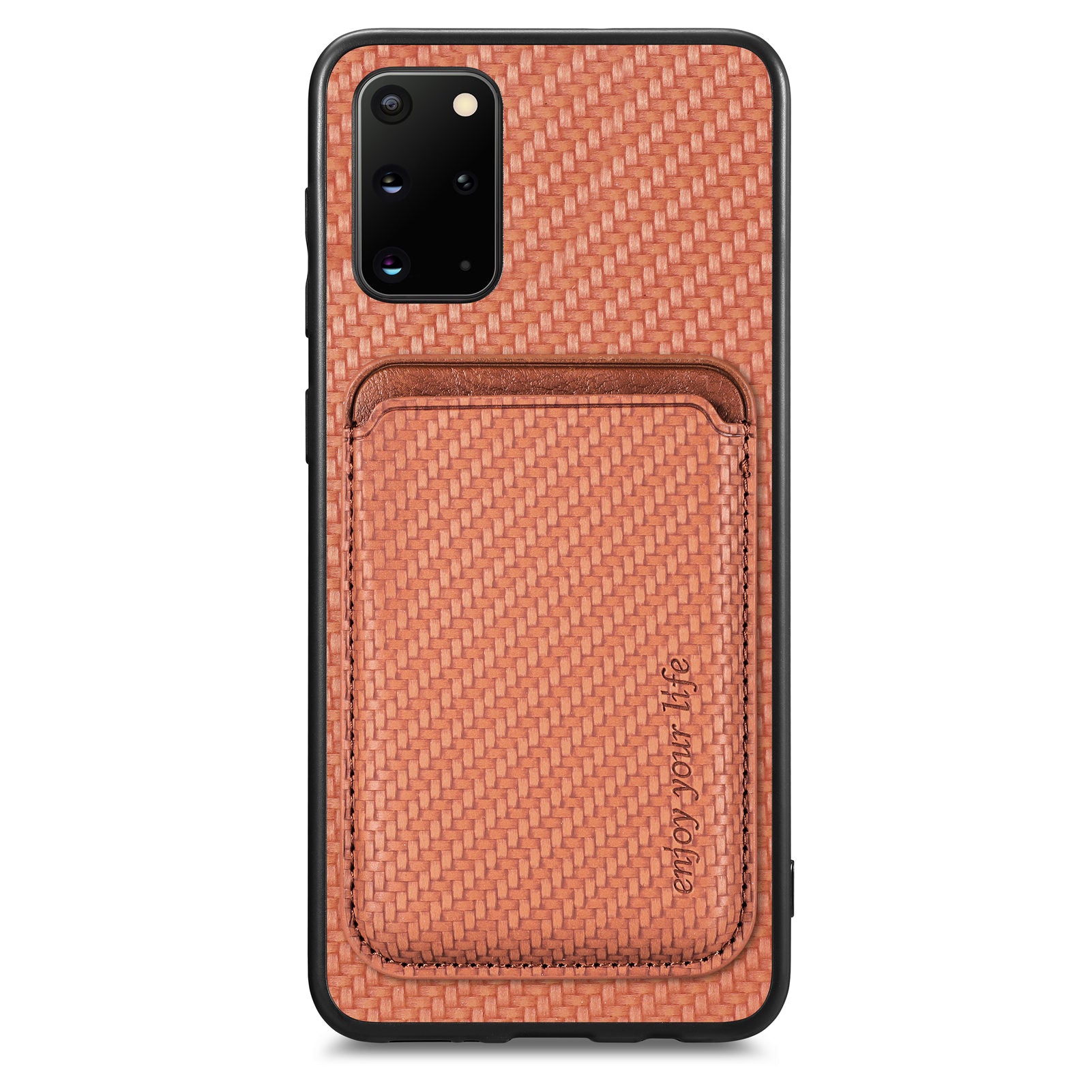 For Samsung Galaxy S20 Plus 4G / 5G Carbon Fiber Texture Shell Card Holder Design Detachable 2-in-1 Magnetic Phone Case PU Leather TPU PC Protective Cover