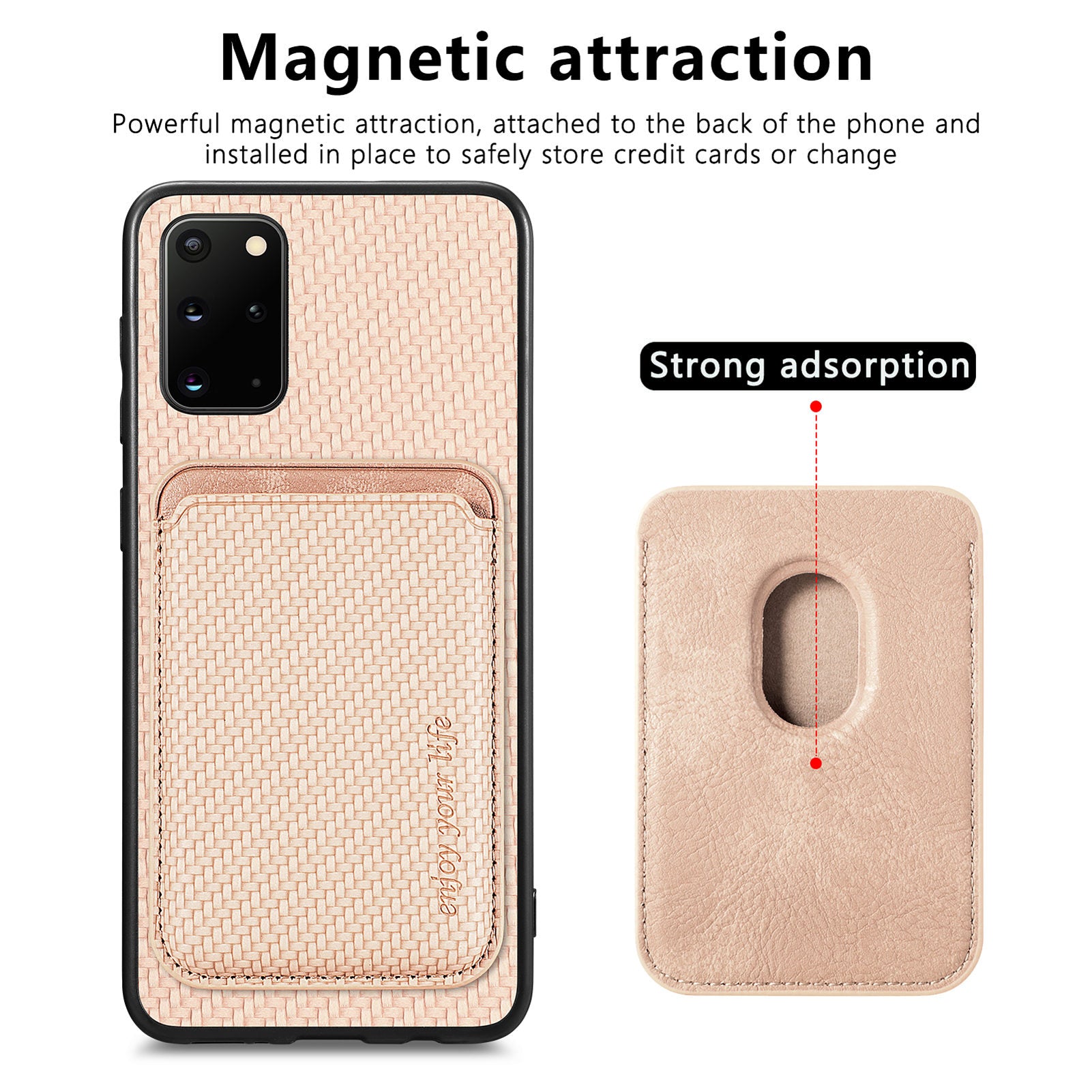 For Samsung Galaxy S20 Plus 4G 5G Carbon Fiber Texture Shell Card Holder Design Detachable 2-in-1 Magnetic Phone Case PU Leather TPU PC Protective Cover