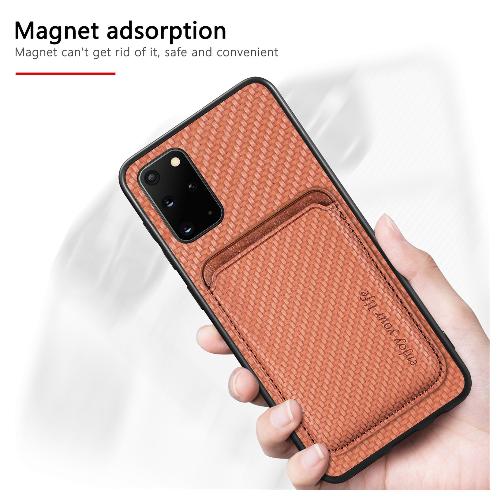 For Samsung Galaxy S20 Plus 4G / 5G Carbon Fiber Texture Shell Card Holder Design Detachable 2-in-1 Magnetic Phone Case PU Leather TPU PC Protective Cover