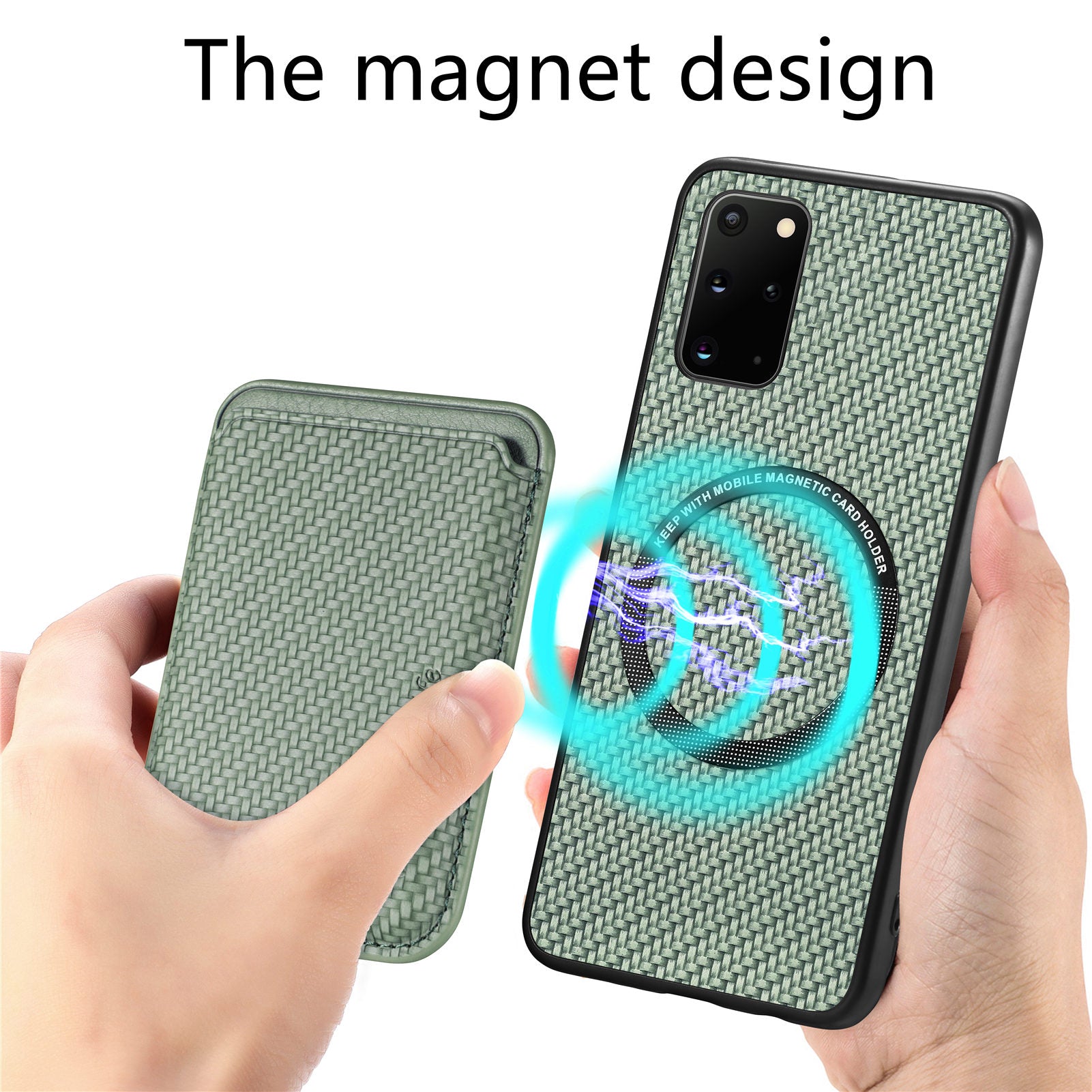 For Samsung Galaxy S20 Plus 4G 5G Carbon Fiber Texture Shell Card Holder Design Detachable 2-in-1 Magnetic Phone Case PU Leather TPU PC Protective Cover