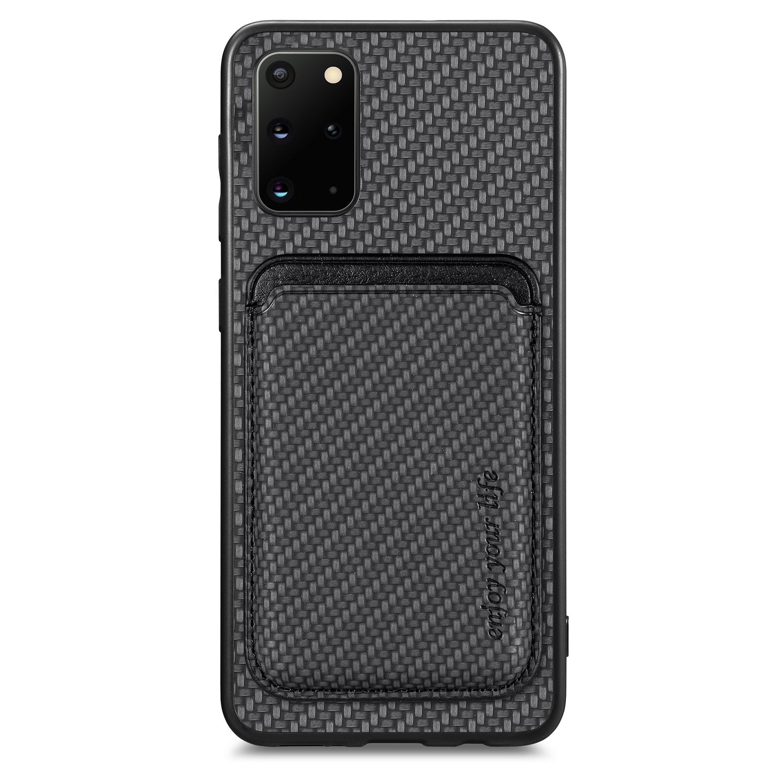 For Samsung Galaxy S20 Plus 4G / 5G Carbon Fiber Texture Shell Card Holder Design Detachable 2-in-1 Magnetic Phone Case PU Leather TPU PC Protective Cover