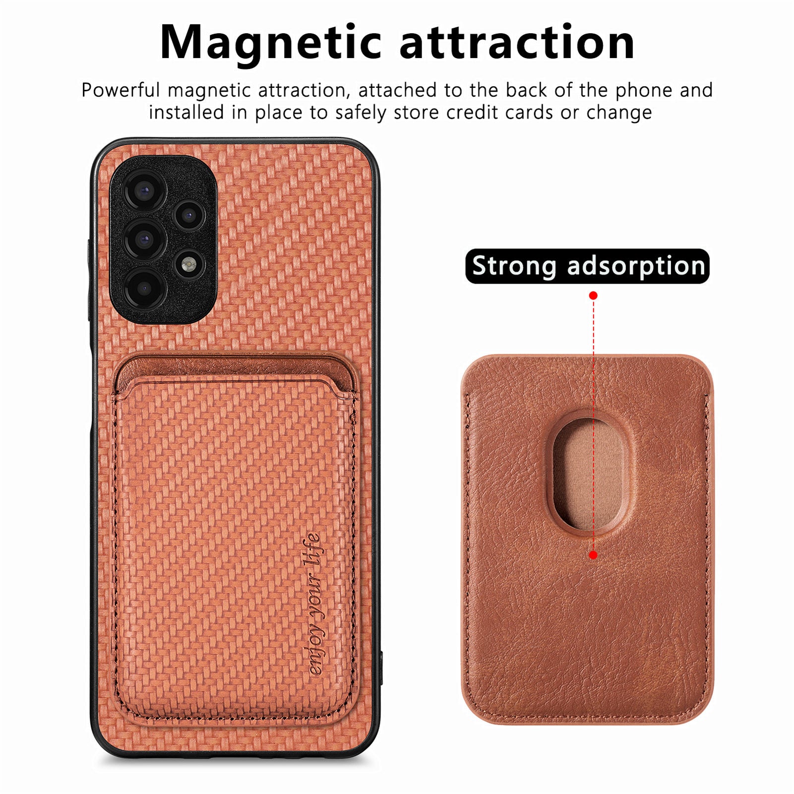 For Samsung Galaxy A13 4G Detachable 2-in-1 Magnetic Card Holder Phone Case Impact Resistant Carbon Fiber Texture PU Leather TPU PC Protective Cover