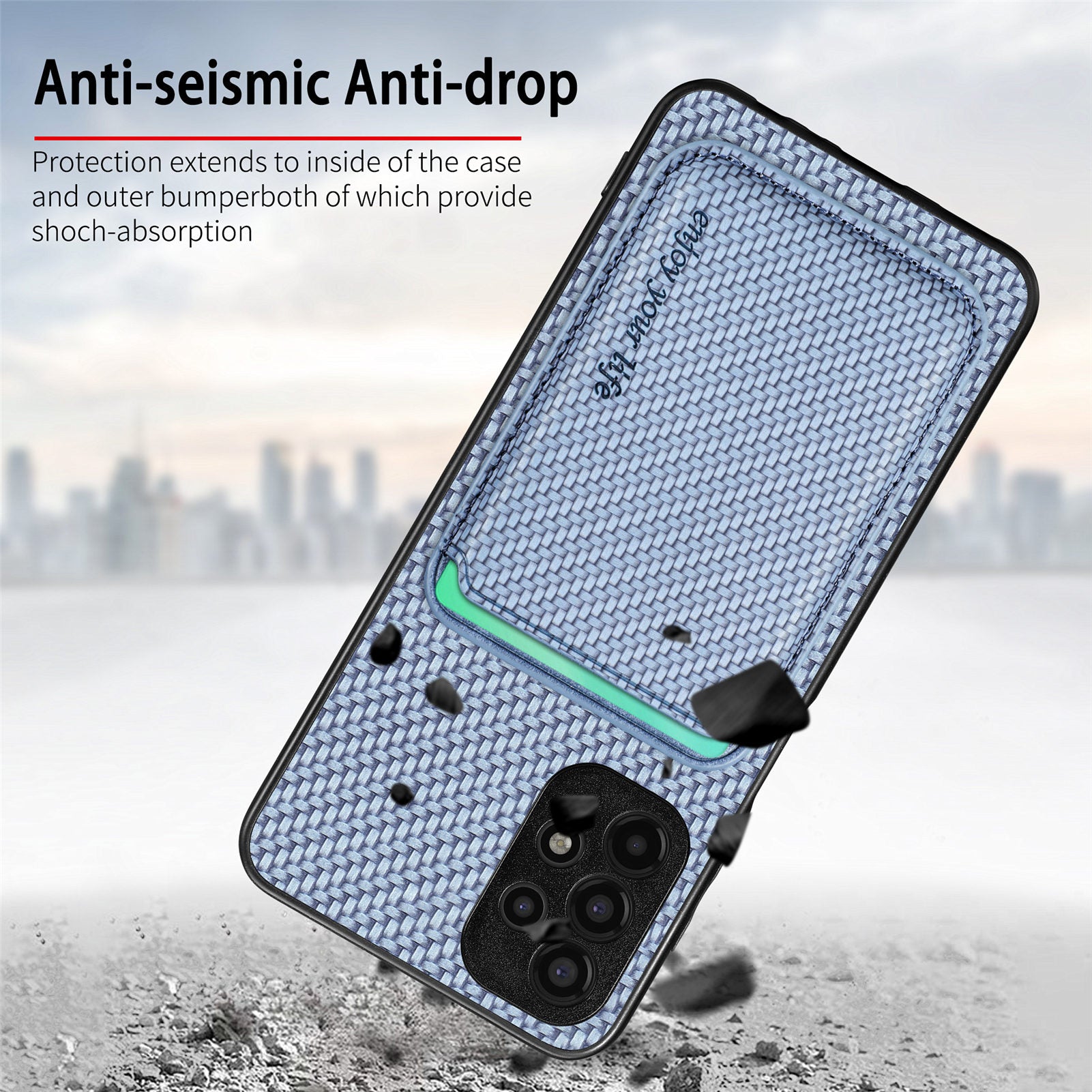 For Samsung Galaxy A13 4G Detachable 2-in-1 Magnetic Card Holder Phone Case Impact Resistant Carbon Fiber Texture PU Leather TPU PC Protective Cover