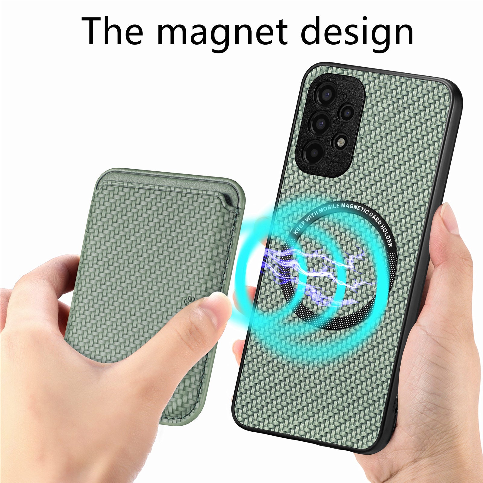 For Samsung Galaxy A13 4G Detachable 2-in-1 Magnetic Card Holder Phone Case Impact Resistant Carbon Fiber Texture PU Leather TPU PC Protective Cover