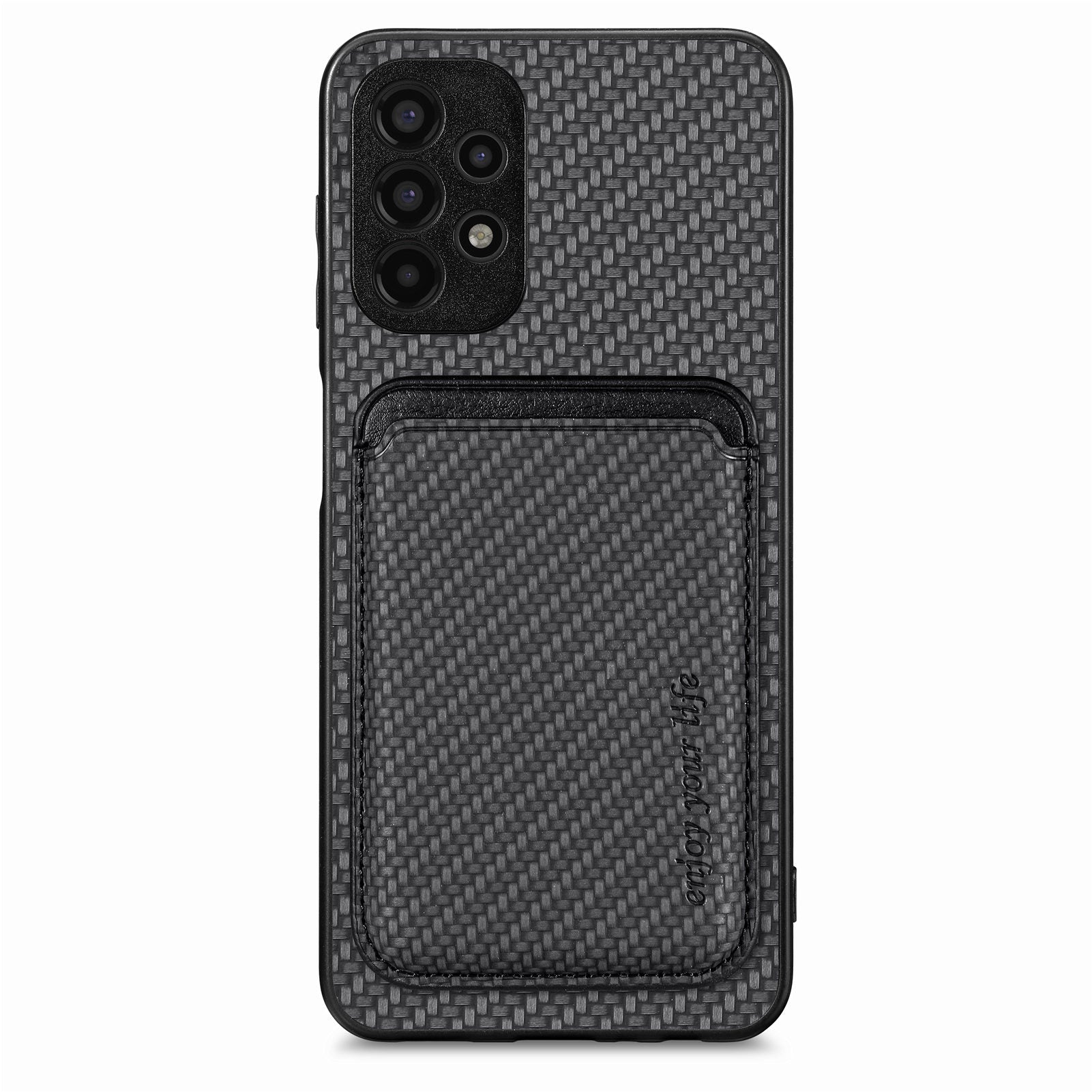For Samsung Galaxy A13 4G Detachable 2-in-1 Magnetic Card Holder Phone Case Impact Resistant Carbon Fiber Texture PU Leather TPU PC Protective Cover