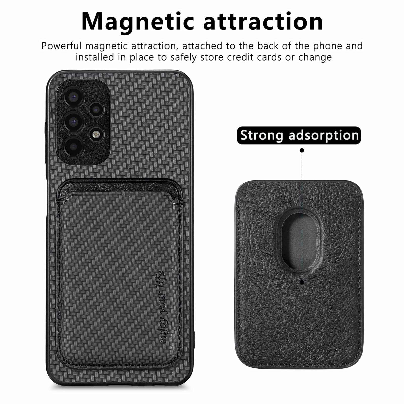 For Samsung Galaxy A13 4G Detachable 2-in-1 Magnetic Card Holder Phone Case Impact Resistant Carbon Fiber Texture PU Leather TPU PC Protective Cover