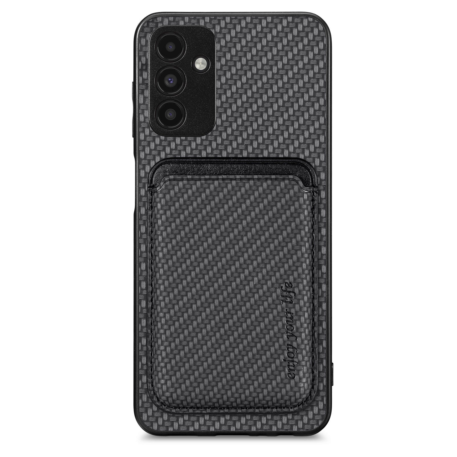 For Samsung Galaxy A04s 4G (164.7 x 76.7 x 9.1 mm) / A13 5G Detachable 2-in-1 Magnetic Card Holder Phone Case Carbon Fiber Texture Shockproof Phone Cover