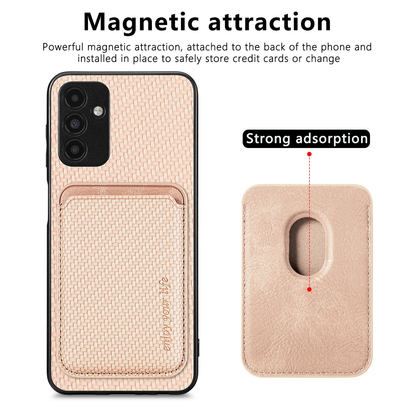 For Samsung Galaxy A04s 4G (164.7 x 76.7 x 9.1 mm) A13 5G Detachable 2-in-1 Magnetic Card Holder Phone Case Carbon Fiber Texture Shockproof Phone Cover