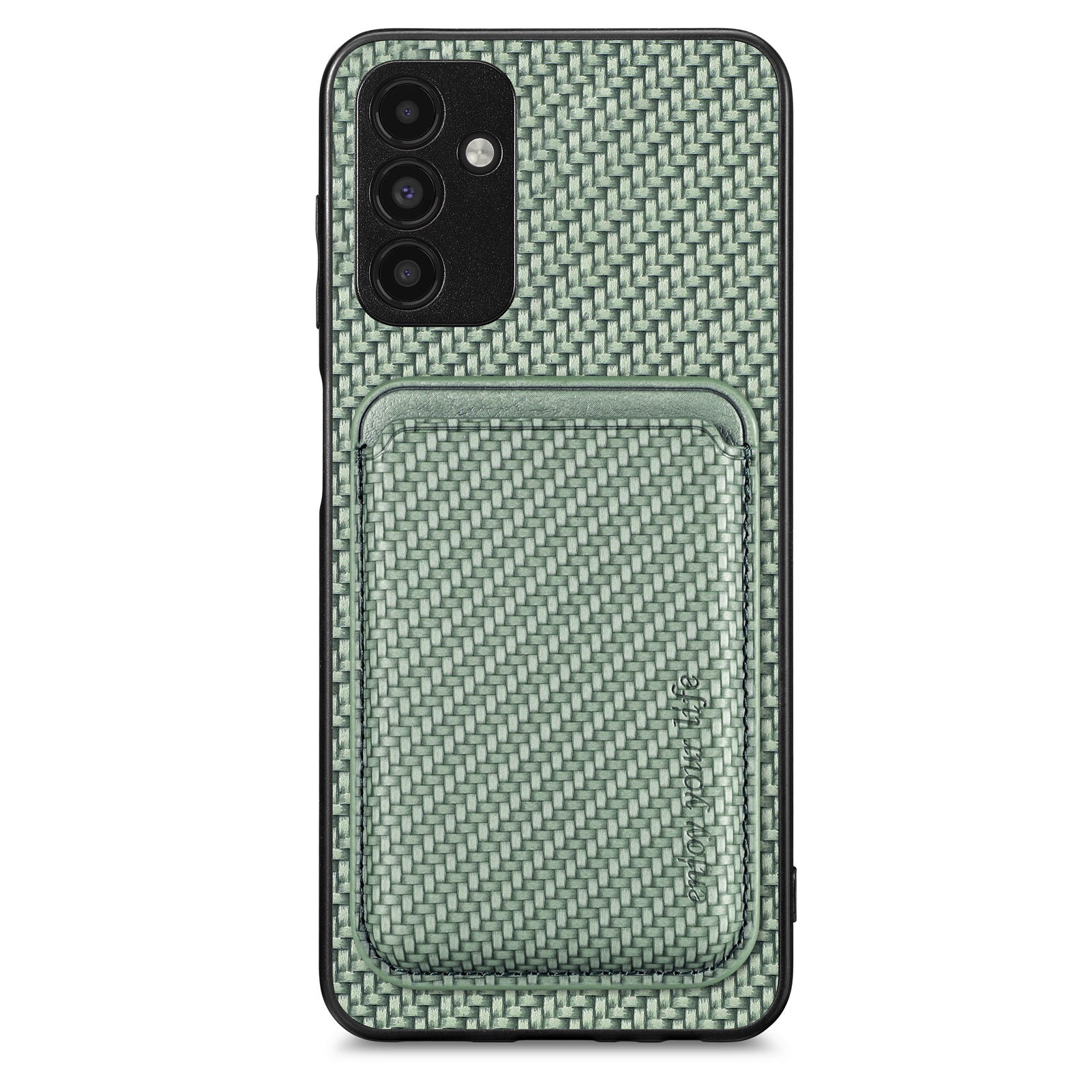 For Samsung Galaxy A04s 4G (164.7 x 76.7 x 9.1 mm) / A13 5G Detachable 2-in-1 Magnetic Card Holder Phone Case Carbon Fiber Texture Shockproof Phone Cover