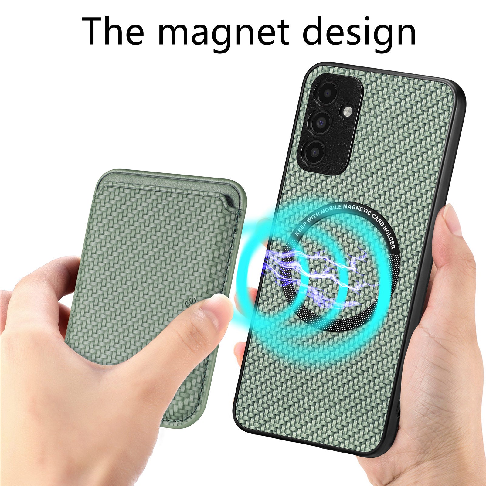 For Samsung Galaxy A04s 4G (164.7 x 76.7 x 9.1 mm) A13 5G Detachable 2-in-1 Magnetic Card Holder Phone Case Carbon Fiber Texture Shockproof Phone Cover