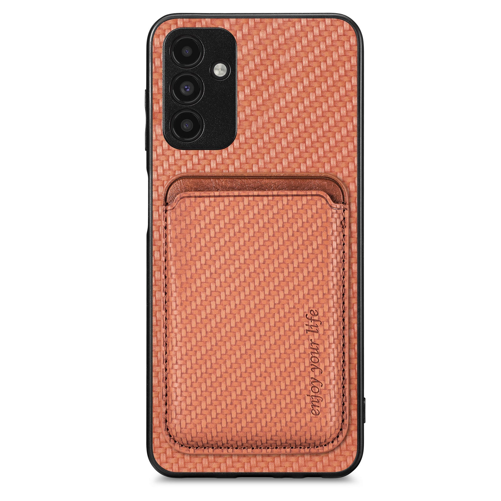 For Samsung Galaxy A04s 4G (164.7 x 76.7 x 9.1 mm) A13 5G Detachable 2-in-1 Magnetic Card Holder Phone Case Carbon Fiber Texture Shockproof Phone Cover