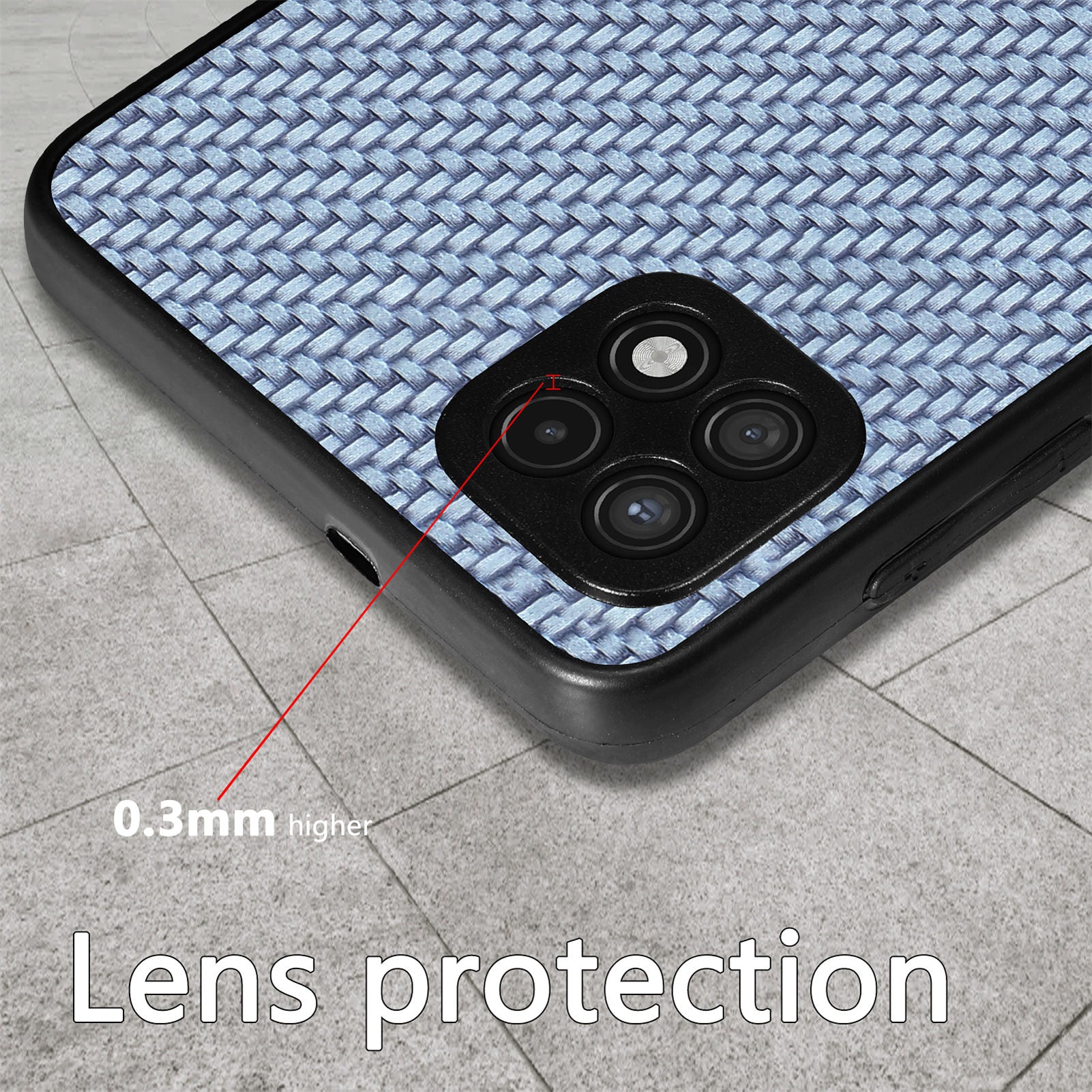 For Samsung Galaxy A22 5G (EU Version) Anti-scratch Carbon Fiber Texture Phone Case PU Leather Coated PC TPU Anti-drop Cell Phone Cover