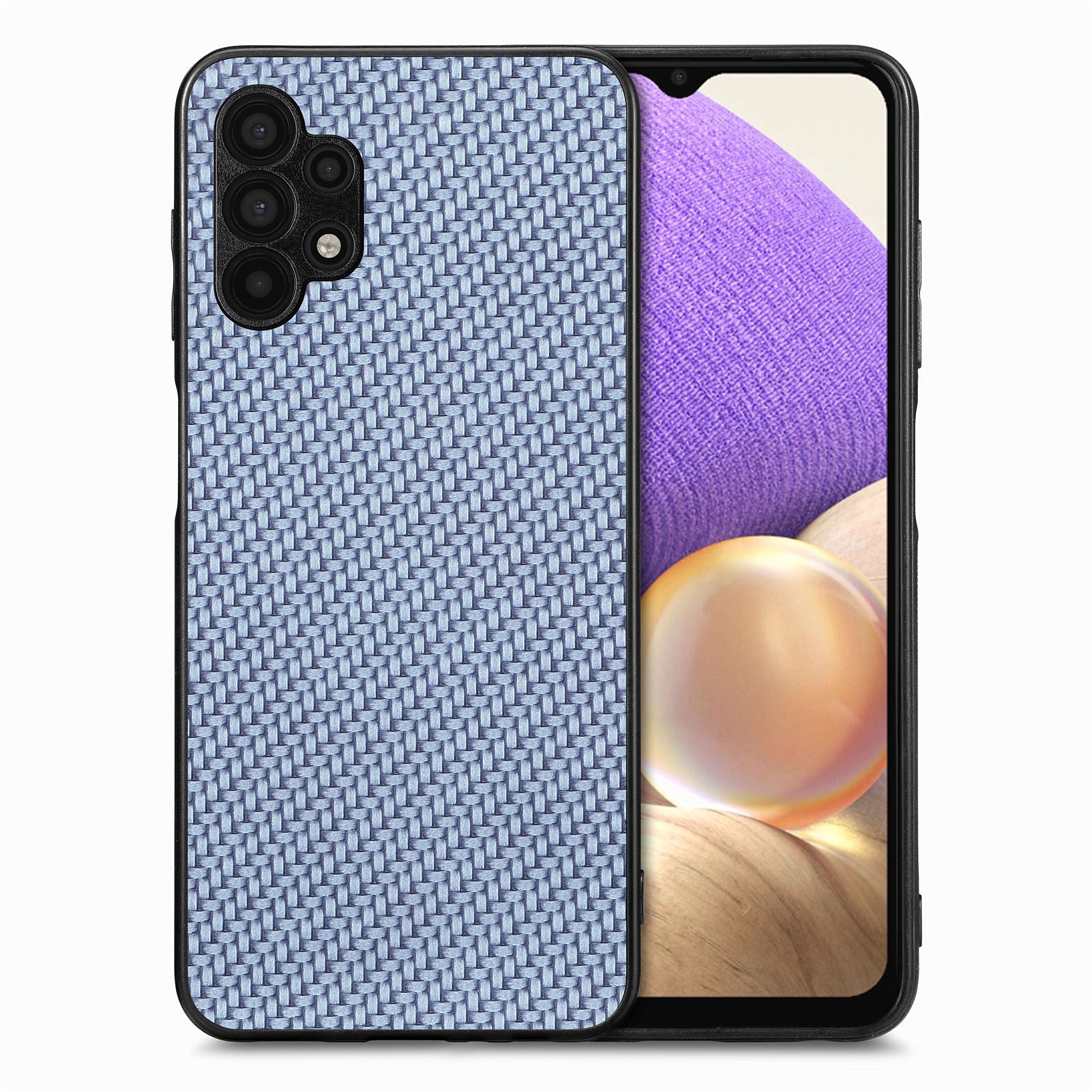 Carbon Fiber Texture Phone Case For Samsung Galaxy A32 5G / M32 5G PU Leather Coated PC TPU Anti-drop Protective Cell Phone Cover
