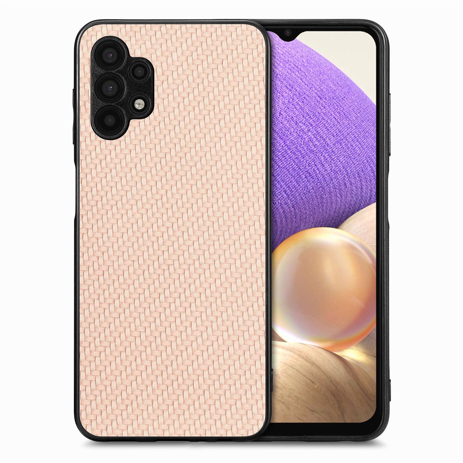 Carbon Fiber Texture Phone Case For Samsung Galaxy A32 5G M32 5G PU Leather Coated PC TPU Anti-drop Protective Cell Phone Cover