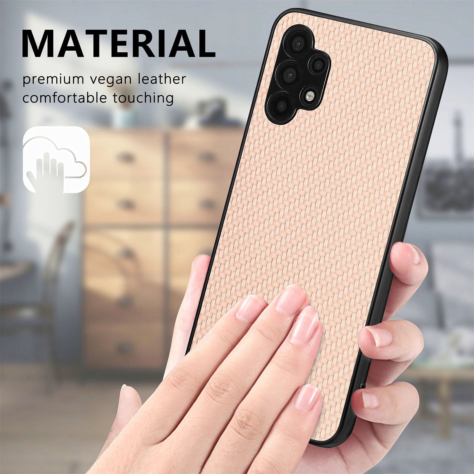 Carbon Fiber Texture Phone Case For Samsung Galaxy A32 5G M32 5G PU Leather Coated PC TPU Anti-drop Protective Cell Phone Cover